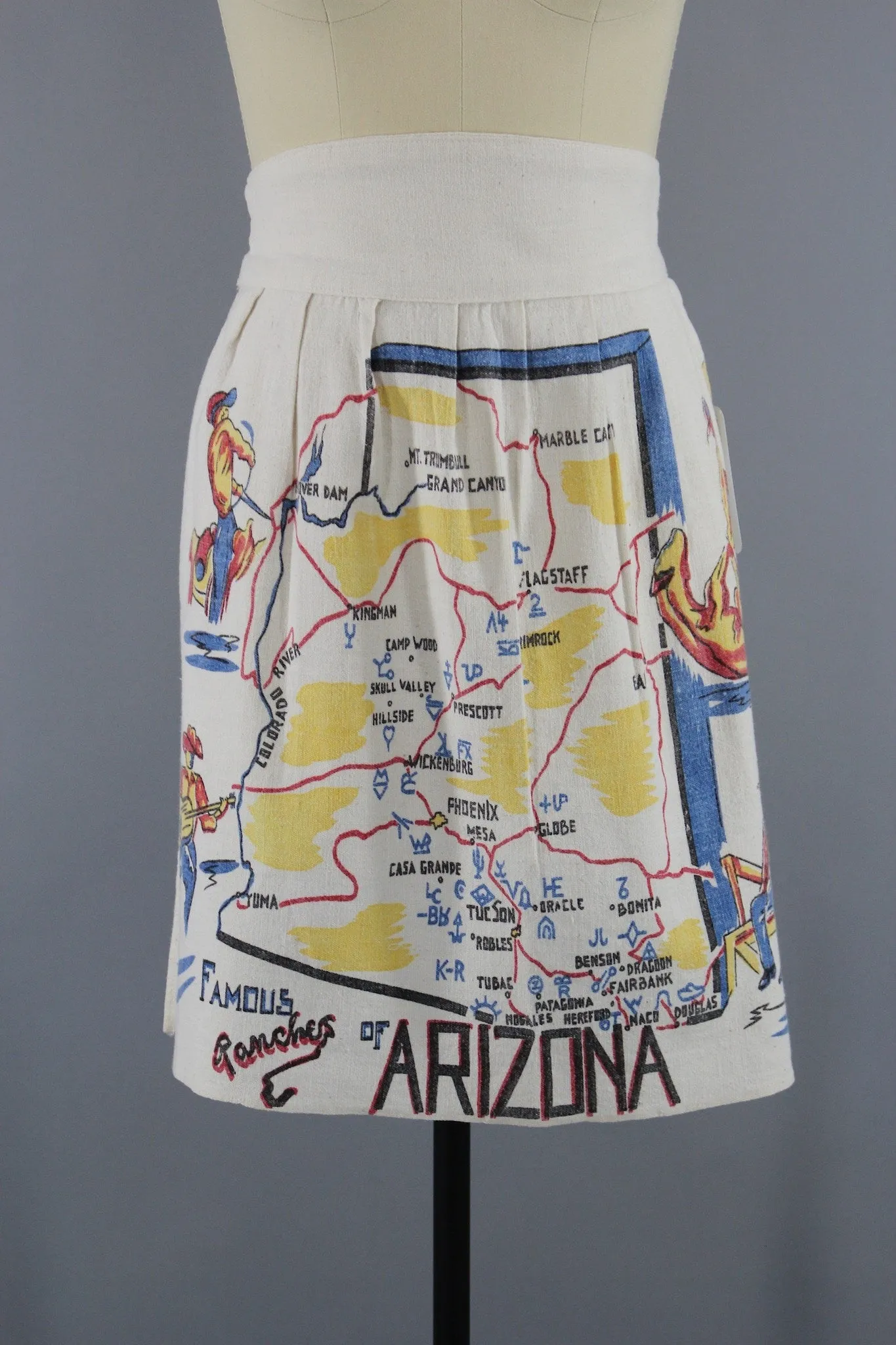 1950s Vintage Arizona Map Souvenir Apron