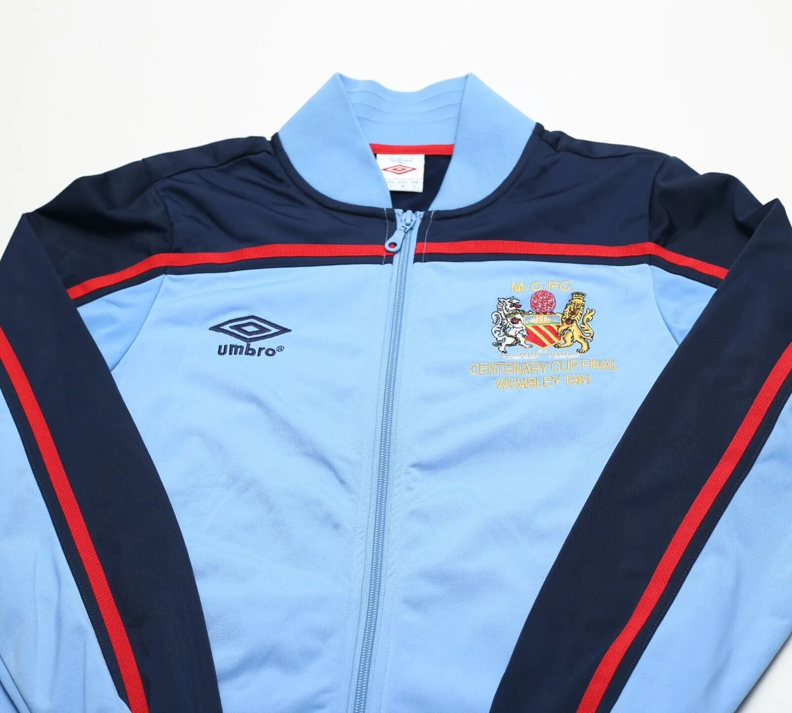 1981 Manchester City Retro Umbro FA Cup Final Walkout Jacket Track Top (S)