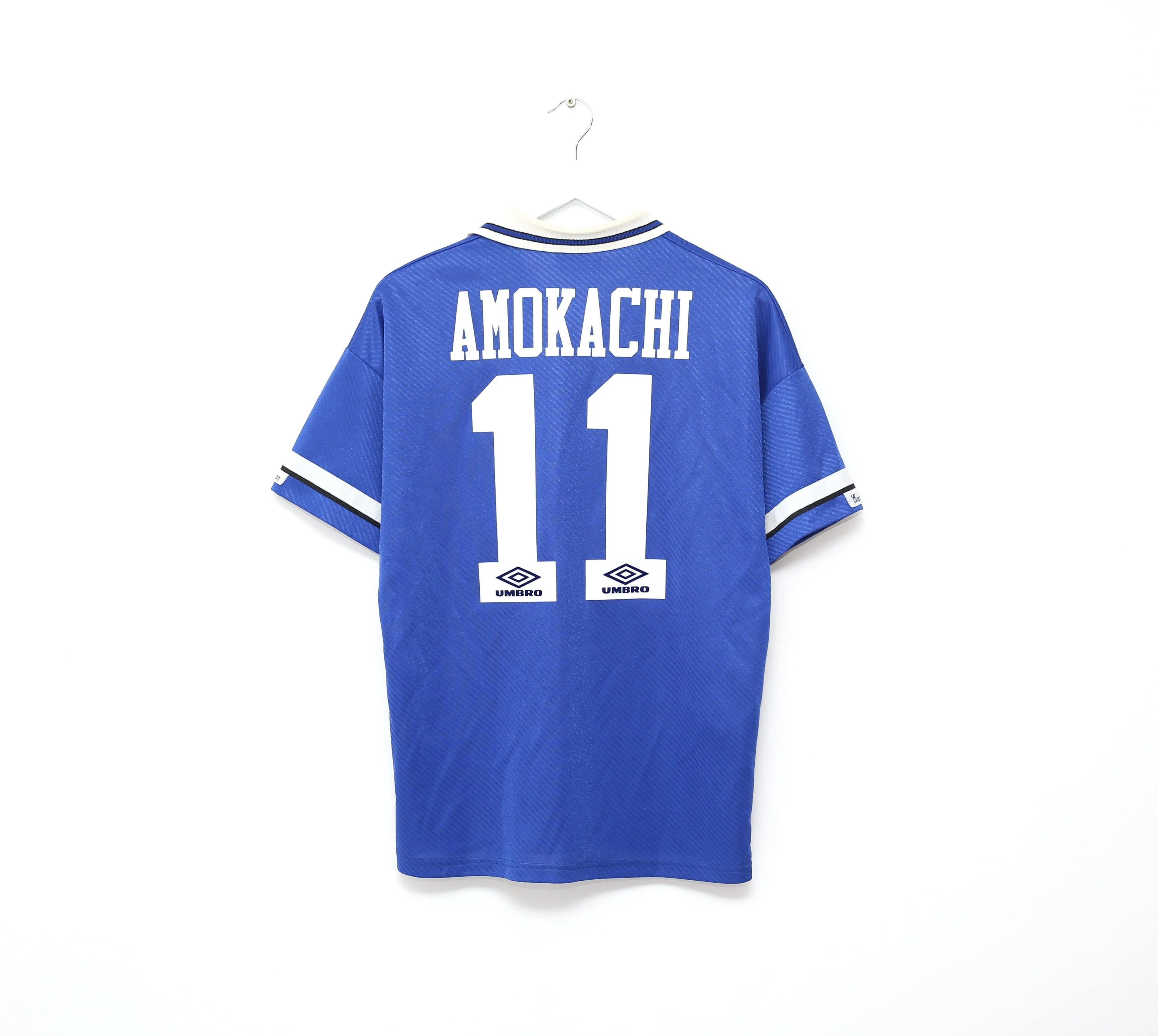 1993/95 AMOKACHI #11 Everton Vintage Umbro HOME Football Shirt (M)