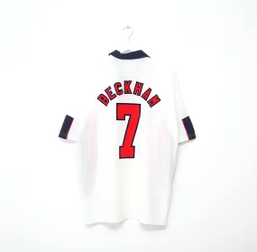 1997/99 BECKHAM #7 England Vintage Umbro Home Football Shirt (XL) World Cup 1998