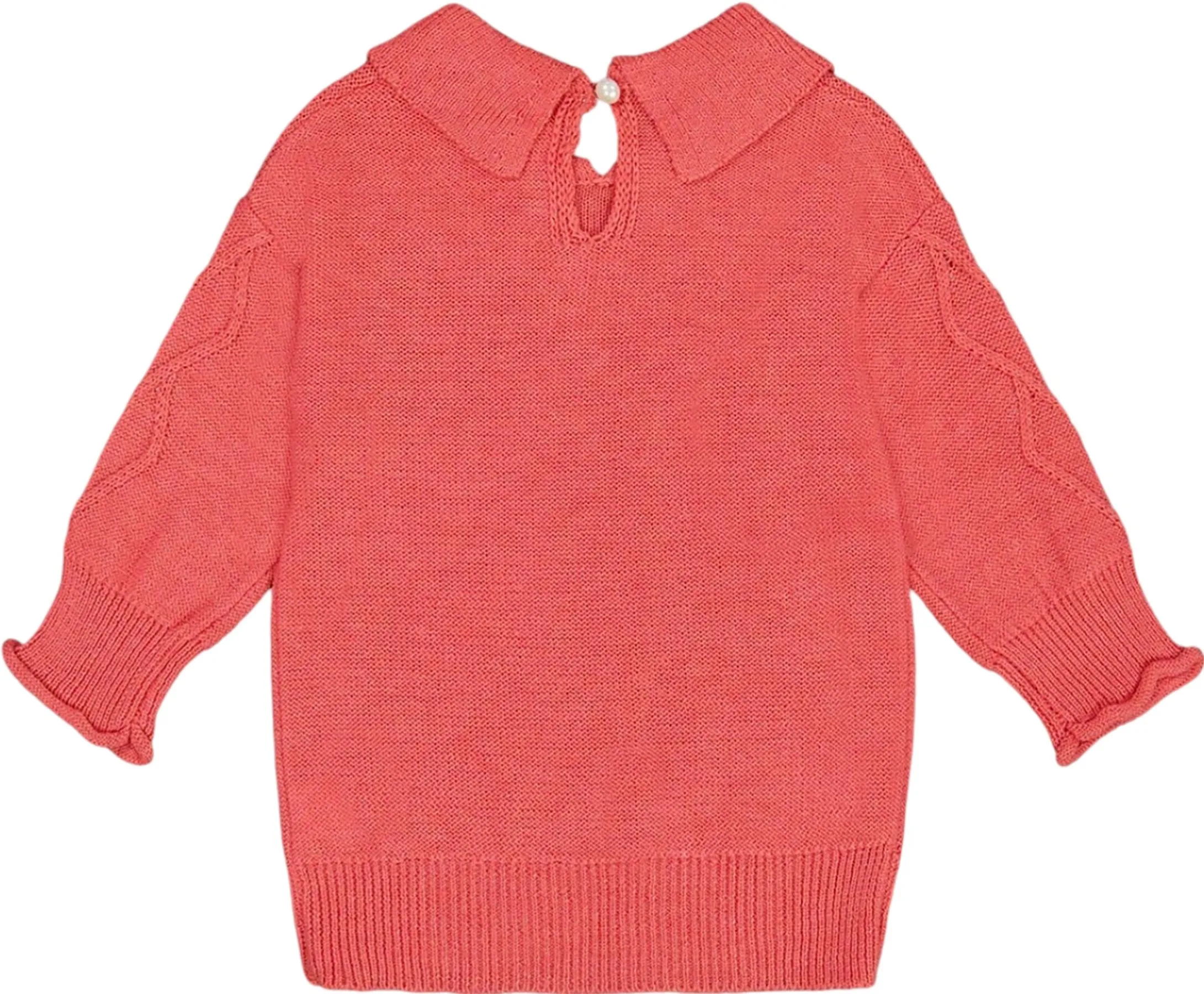 3/4 Knit Sweater with Collar - Big Girl|-|Chandail 3/4 en tricot avec col - Grande fille