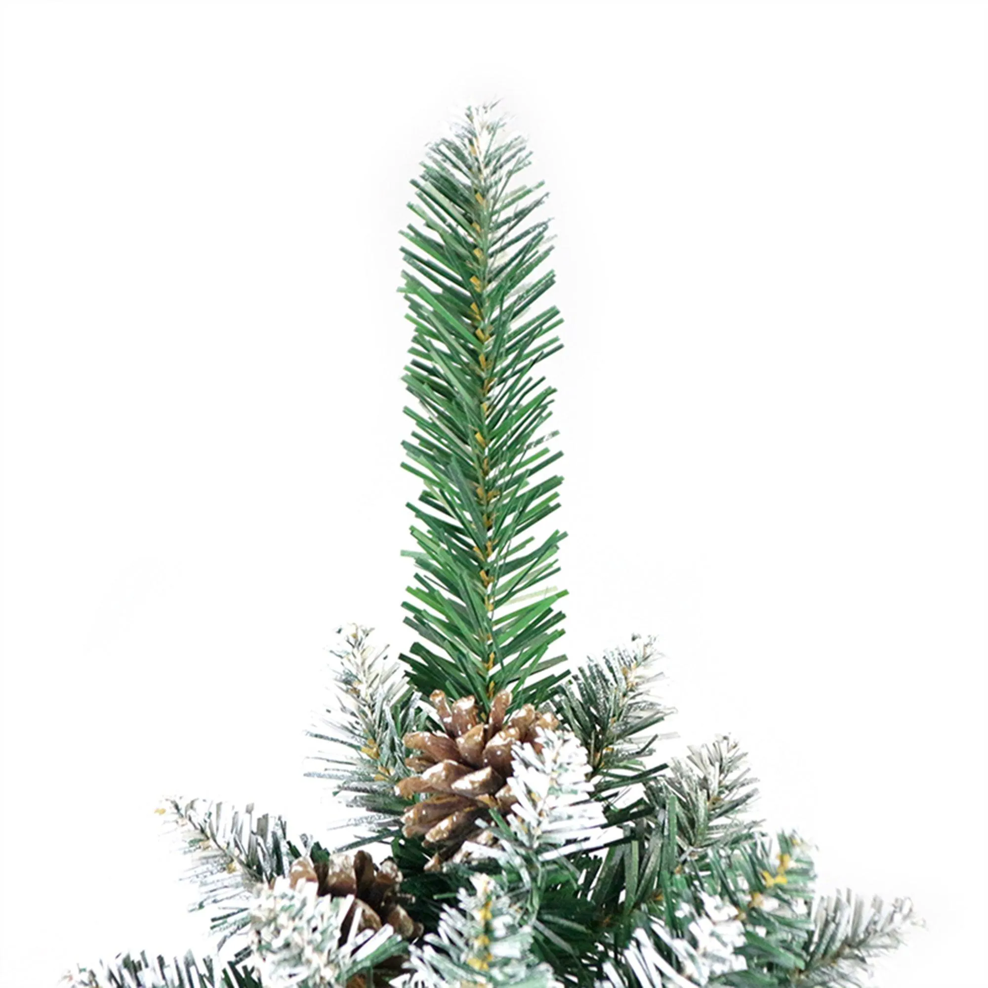 7FT Pointed PVC Christmas Tree with Pine Cones, Spraying White, 1200 Branches Tips