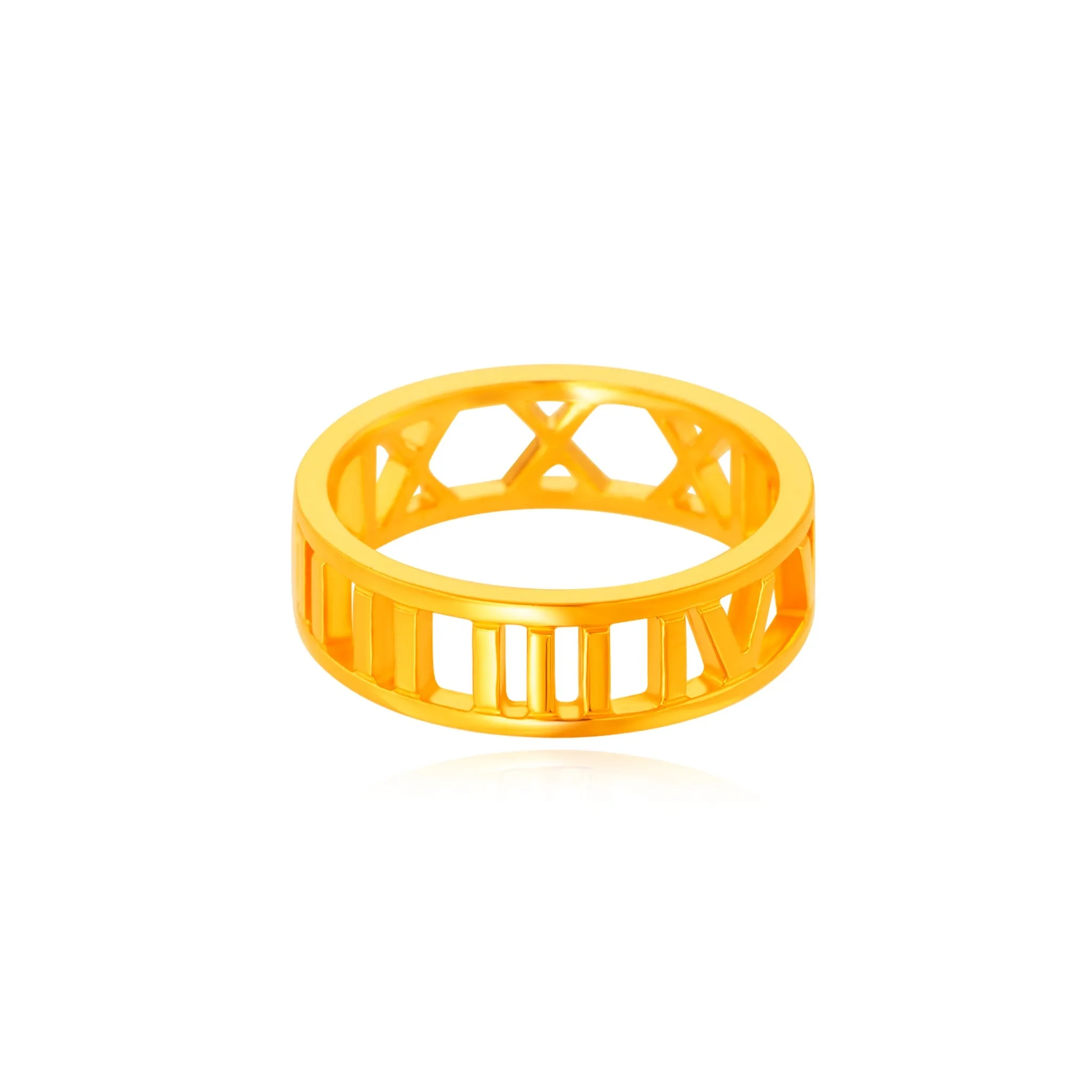 916 Gold Roman Numeric Ring