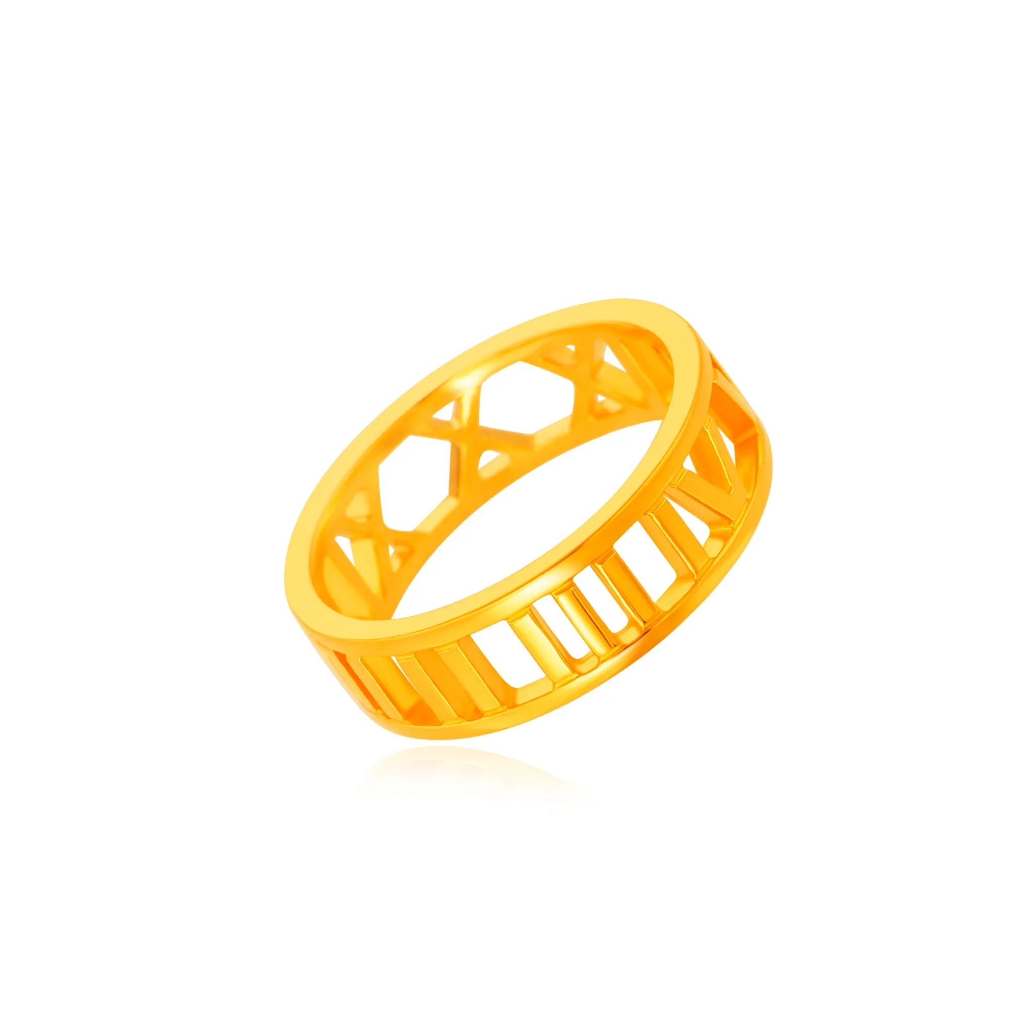 916 Gold Roman Numeric Ring