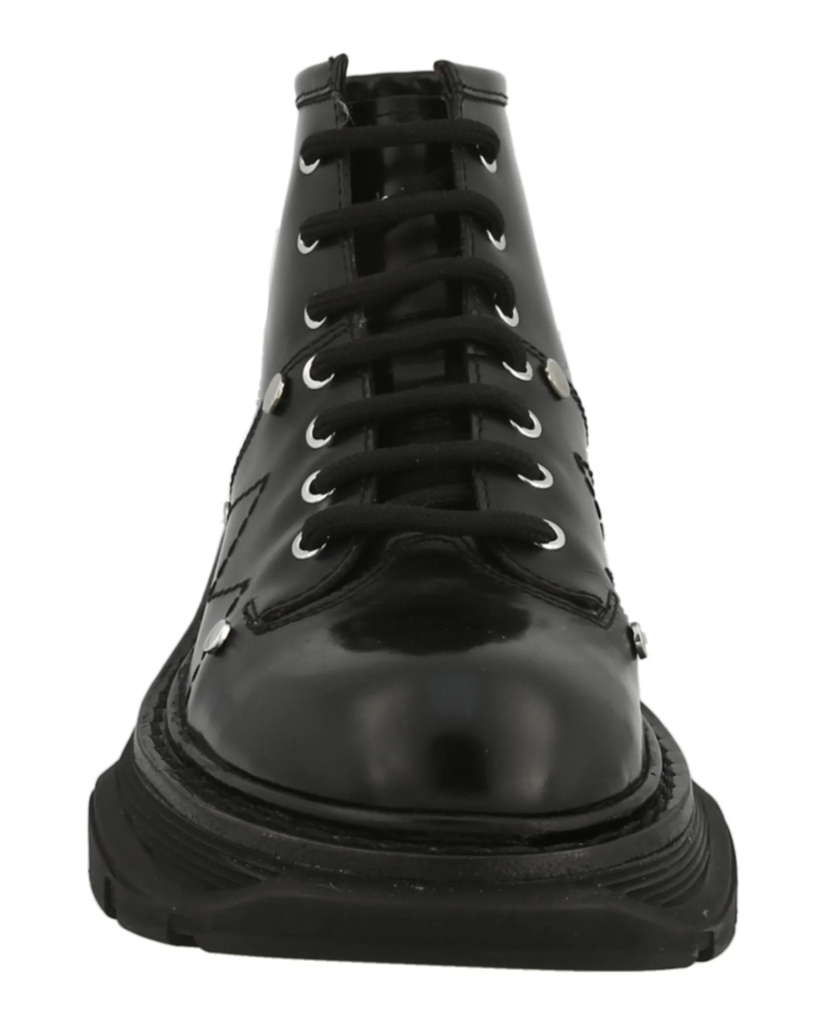 Alexander McQueen Womens Leather Ankle Combat Boots