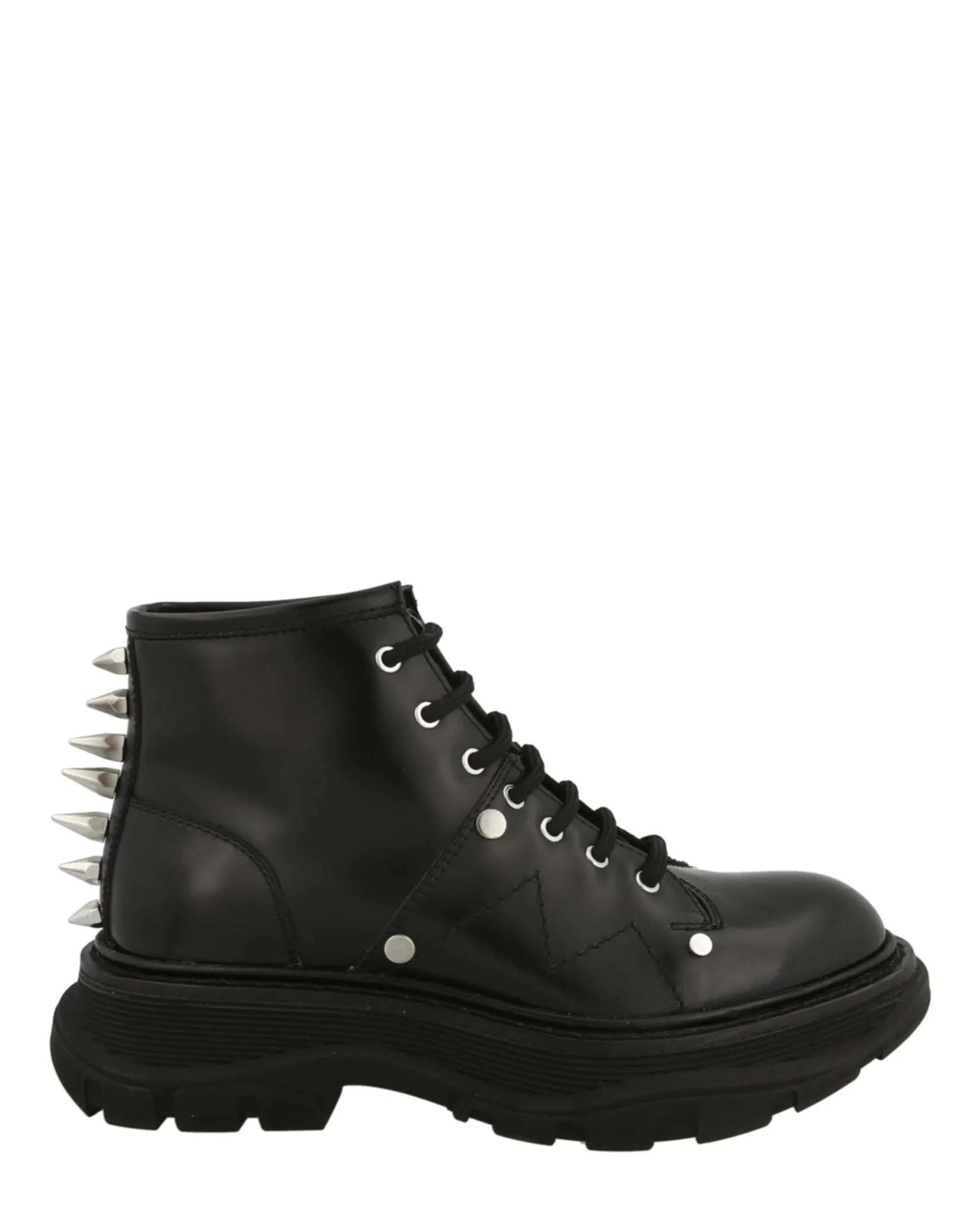 Alexander McQueen Womens Leather Ankle Combat Boots