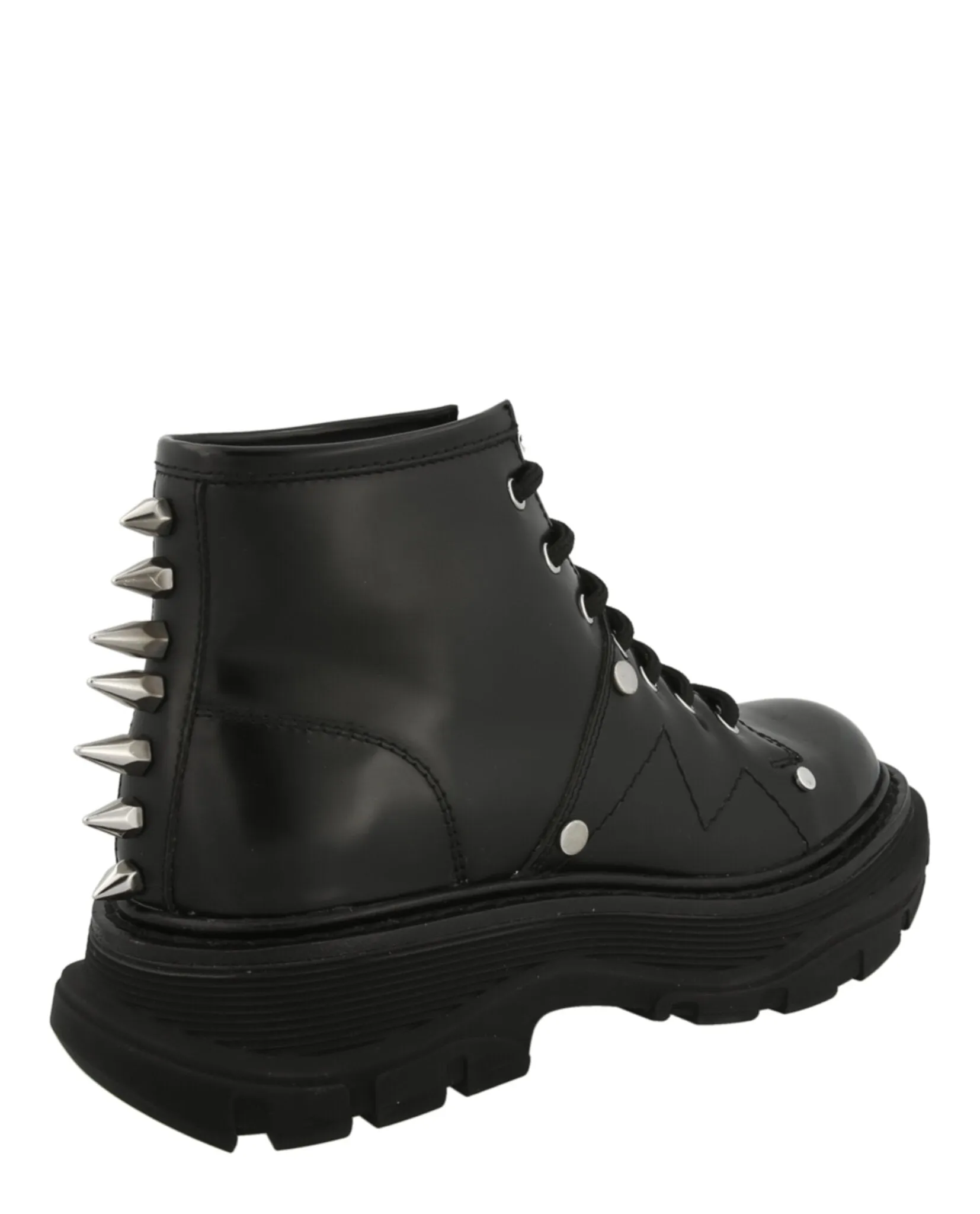 Alexander McQueen Womens Leather Ankle Combat Boots