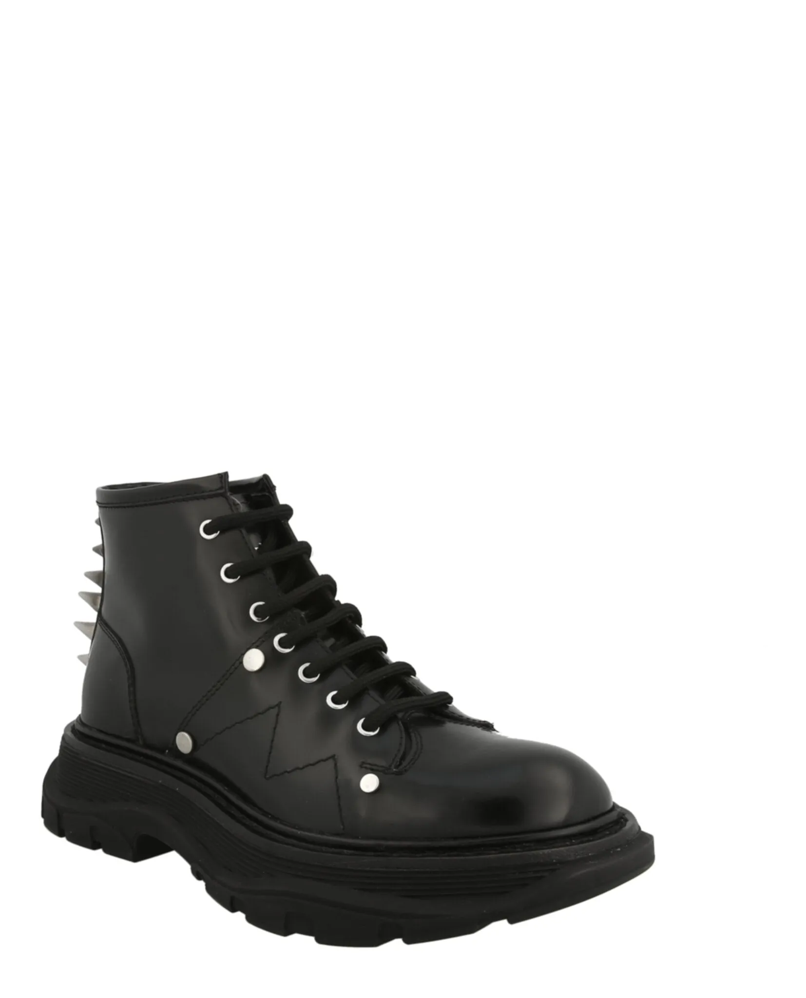 Alexander McQueen Womens Leather Ankle Combat Boots