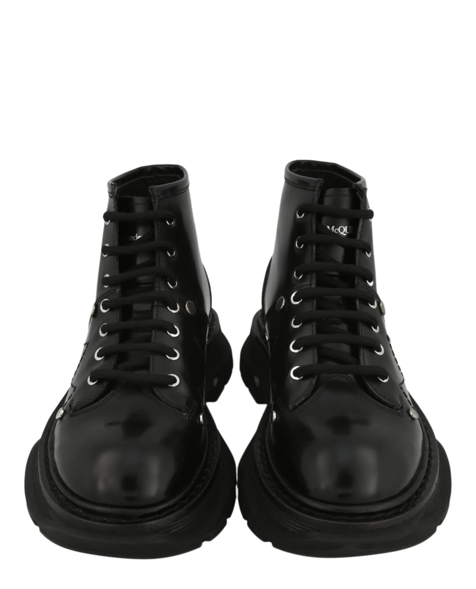 Alexander McQueen Womens Leather Ankle Combat Boots