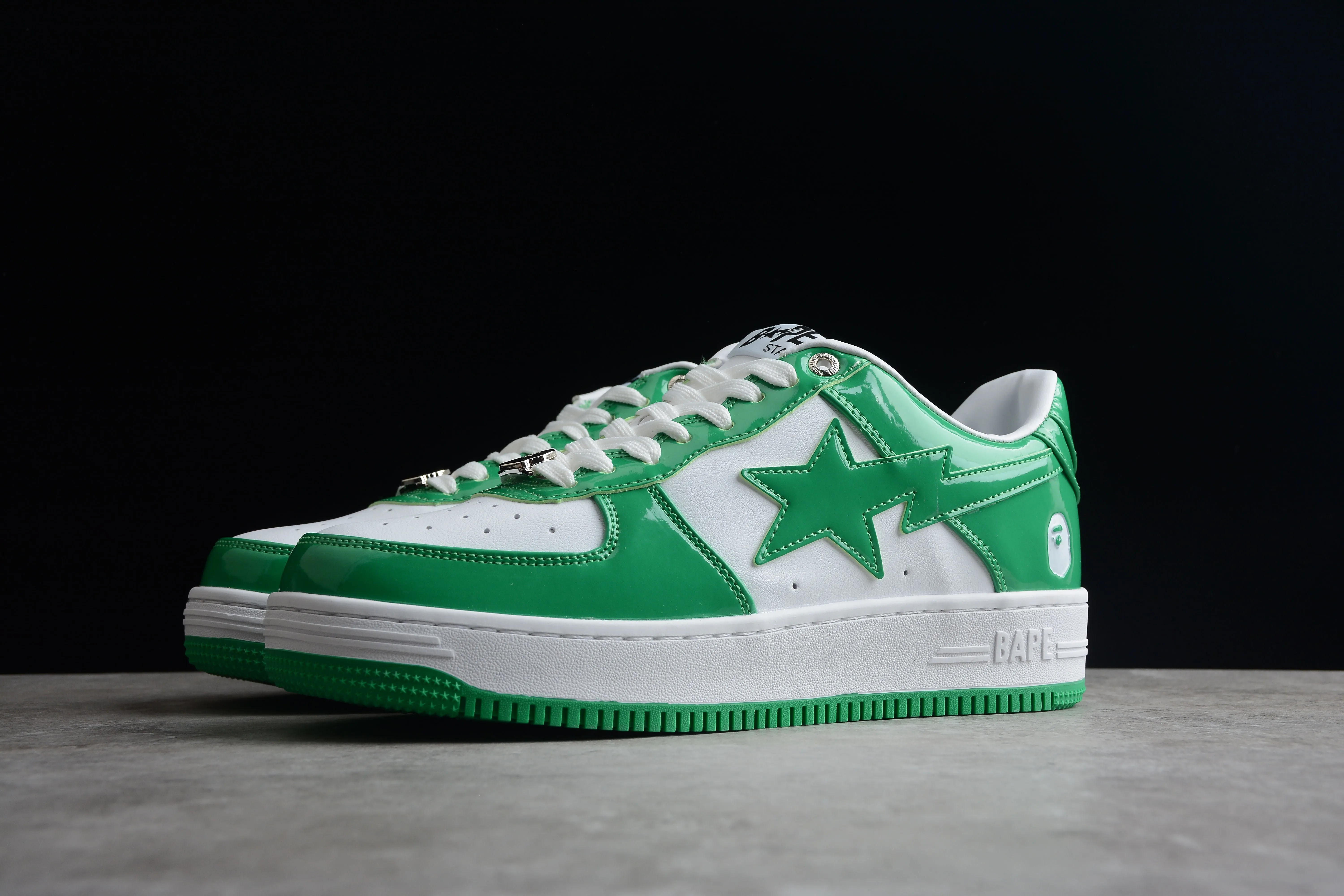 BAPE STA Low-Top Green and White Sneakers