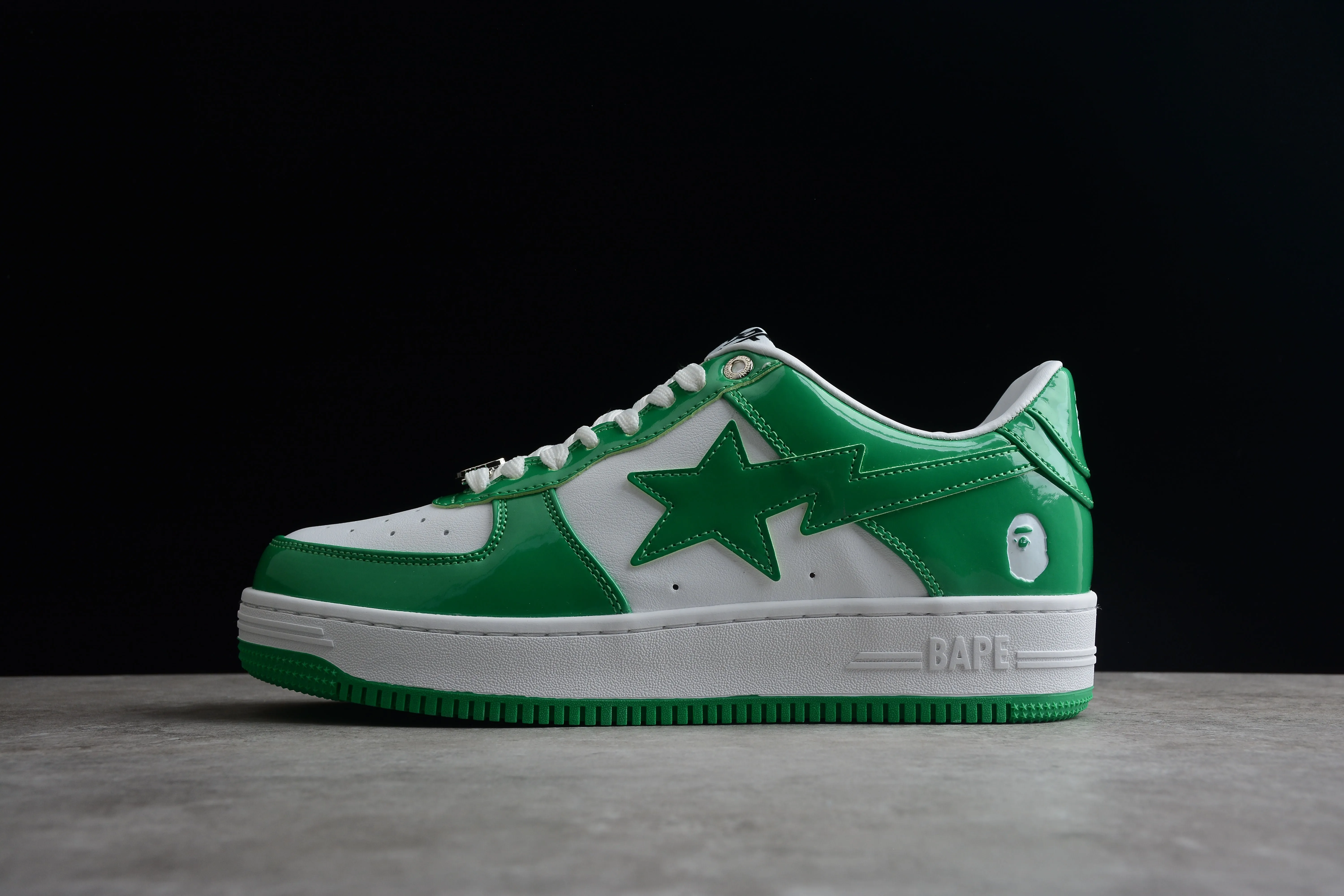 BAPE STA Low-Top Green and White Sneakers