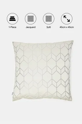 Beige Geometric Jacquard Cushion