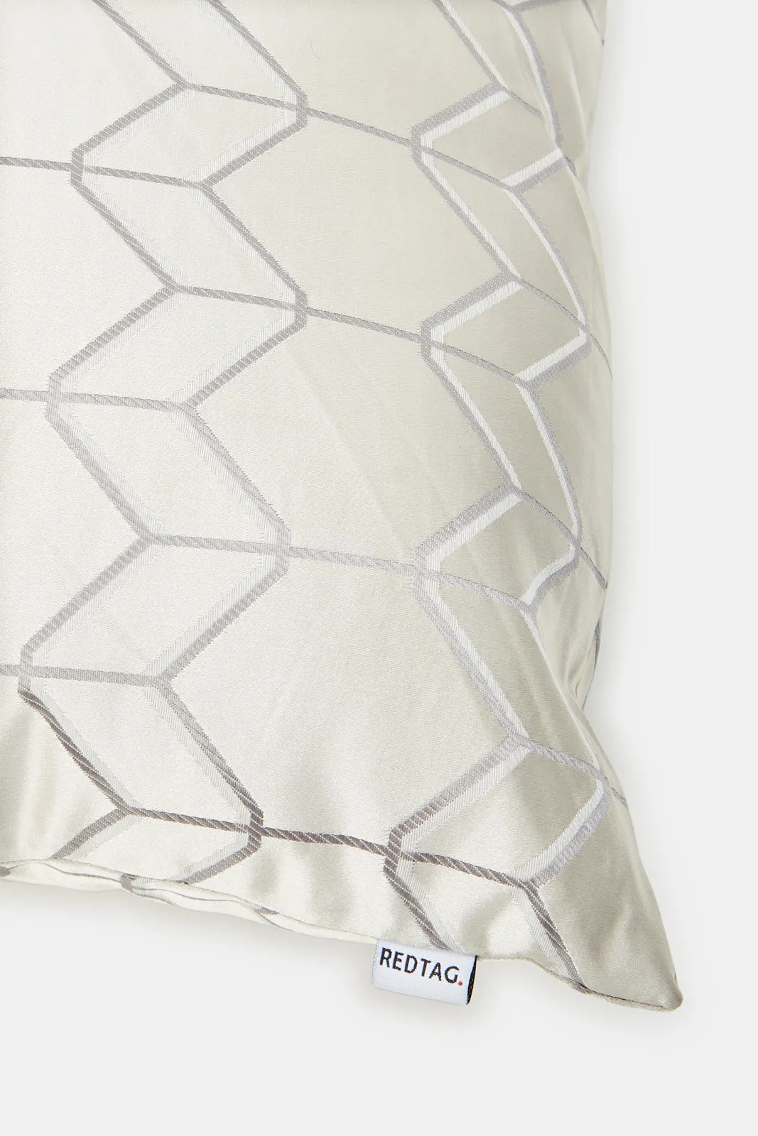 Beige Geometric Jacquard Cushion