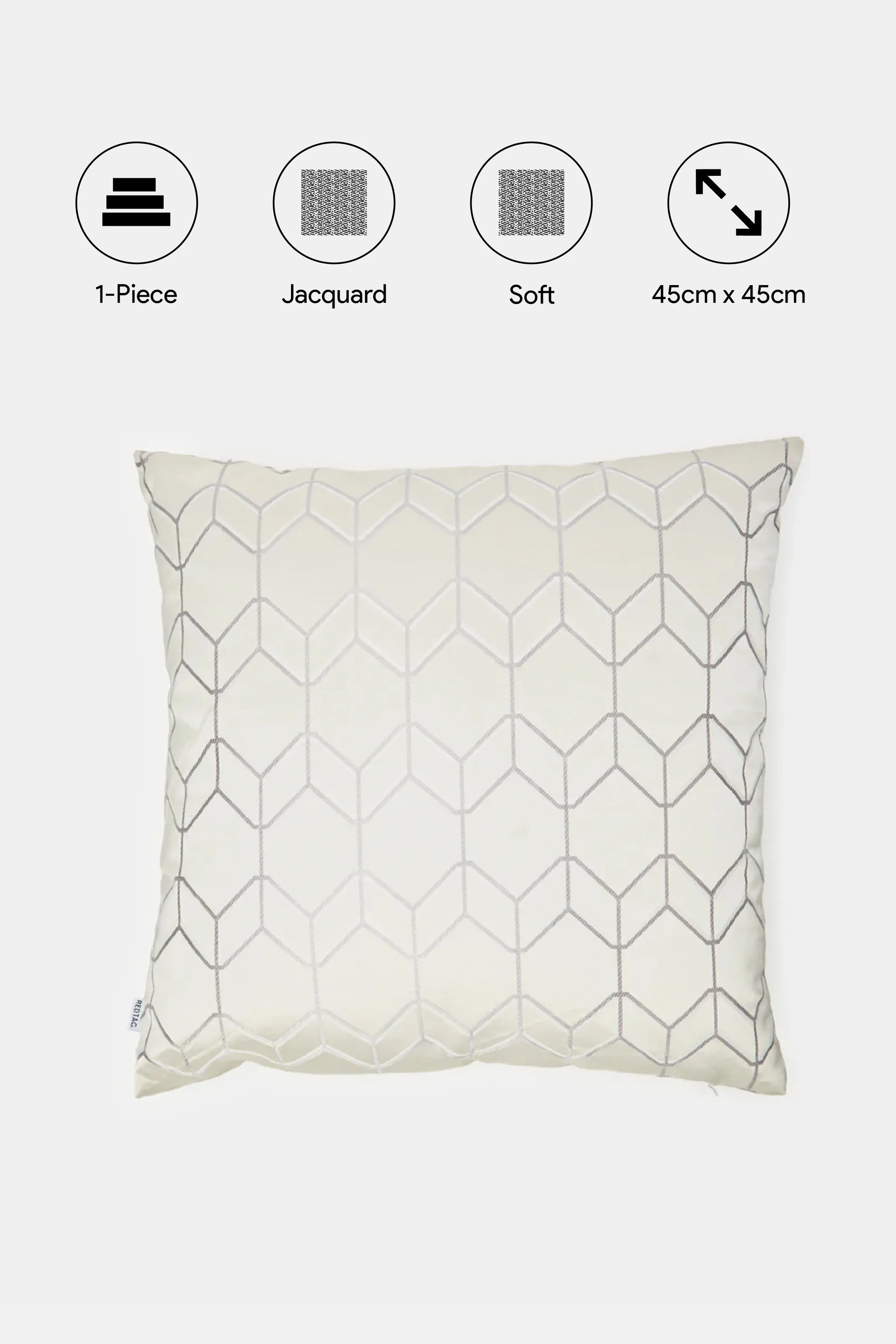 Beige Geometric Jacquard Cushion