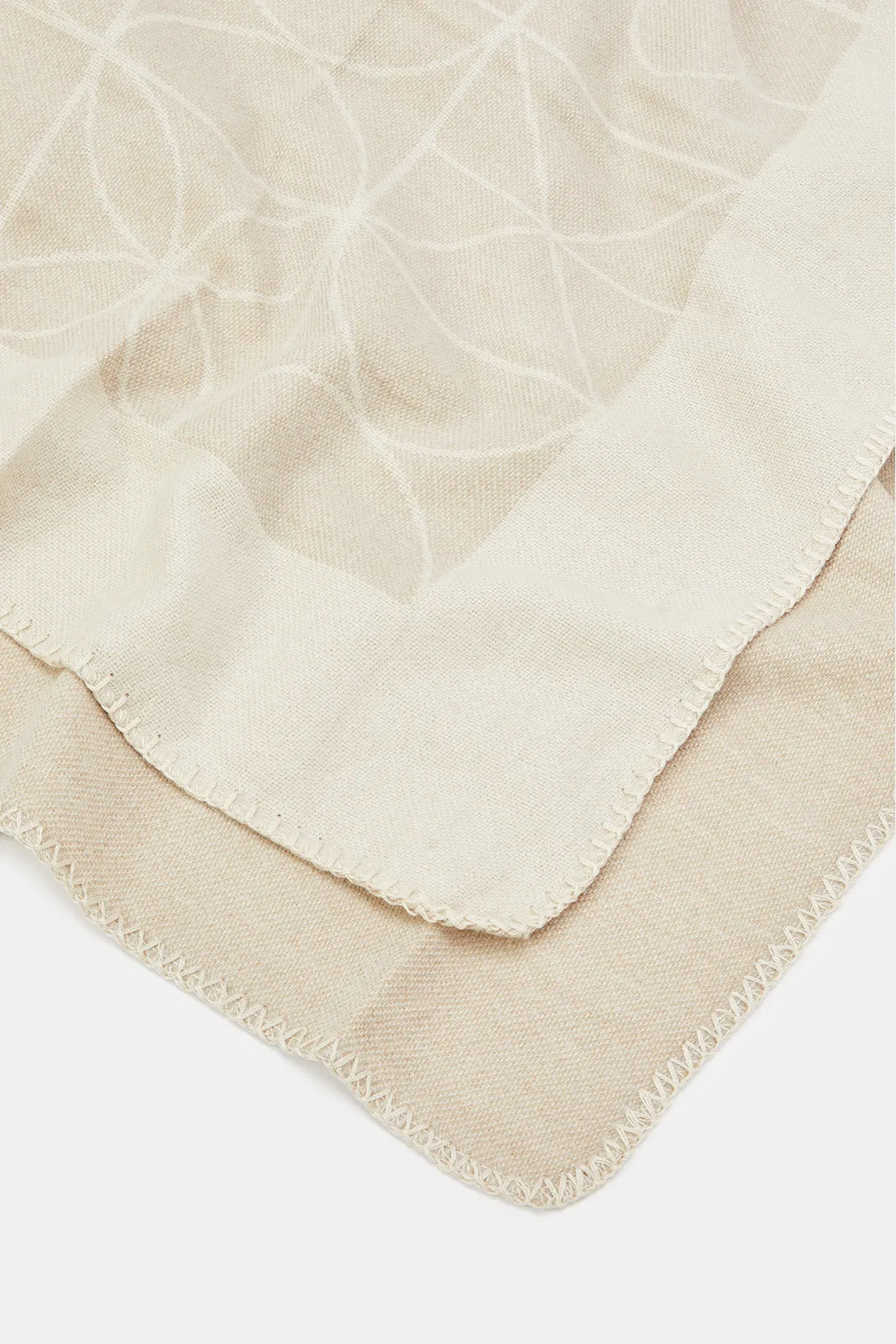 Beige Geometric Jacquard Throw