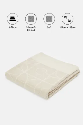 Beige Geometric Jacquard Throw