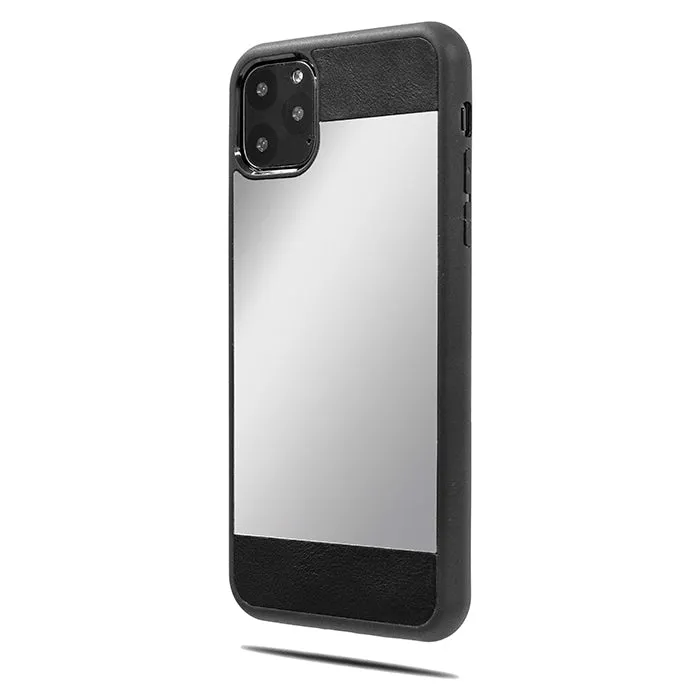 Black Leather iPhone 11 Pro Max Reflective Mirror Case