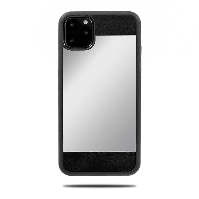 Black Leather iPhone 11 Pro Max Reflective Mirror Case