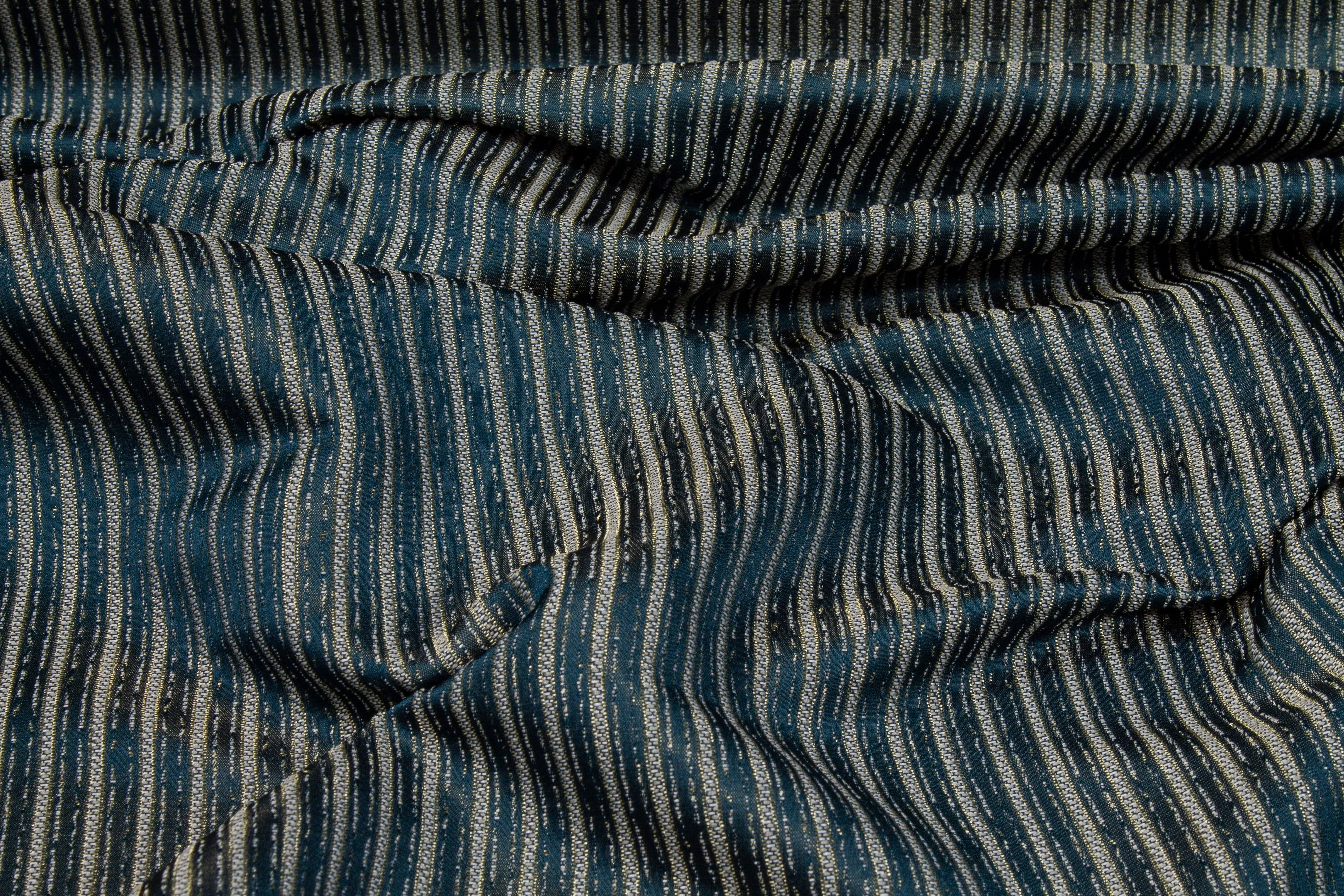 Blue Striped Metallic Brocade