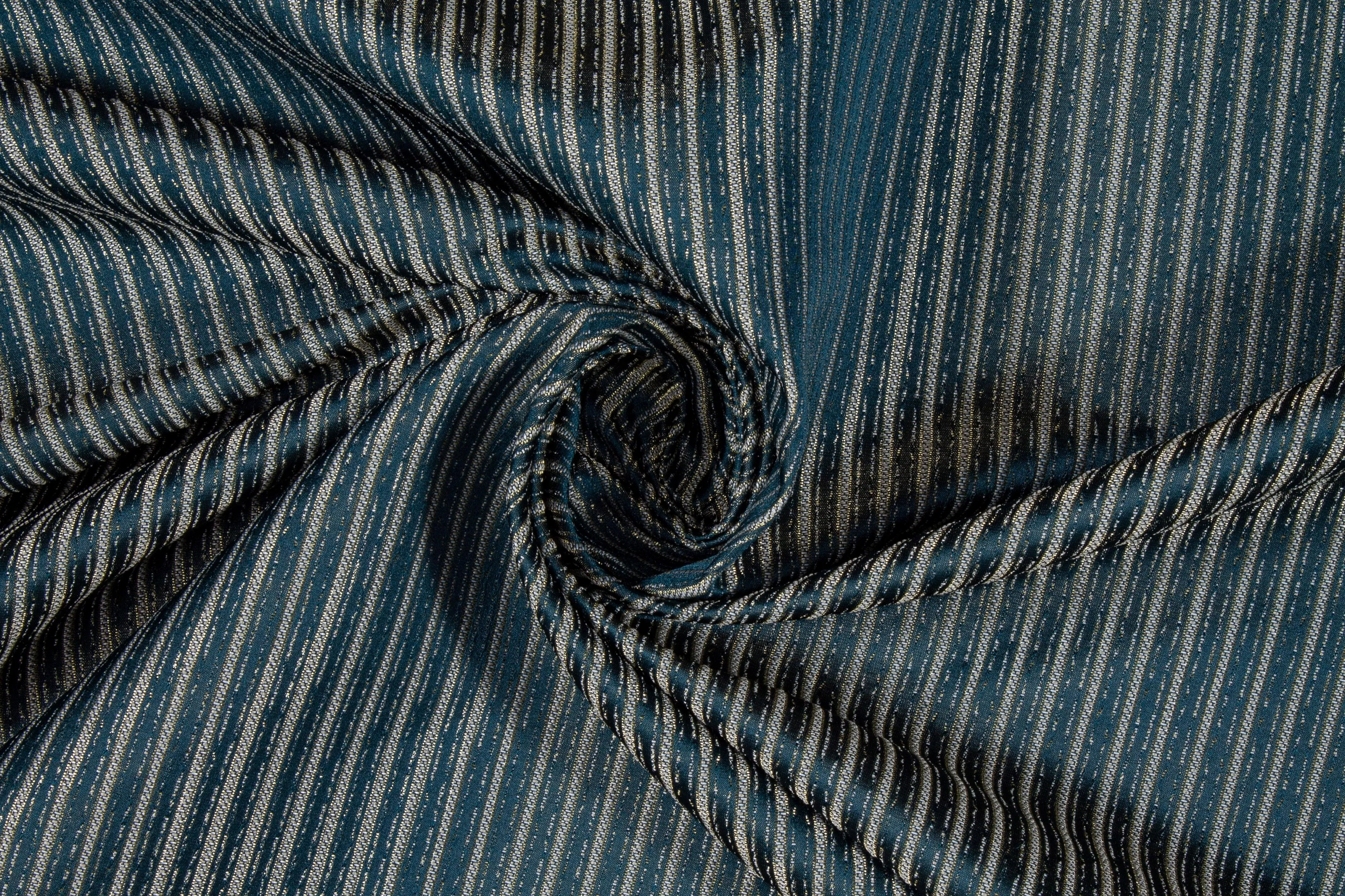 Blue Striped Metallic Brocade