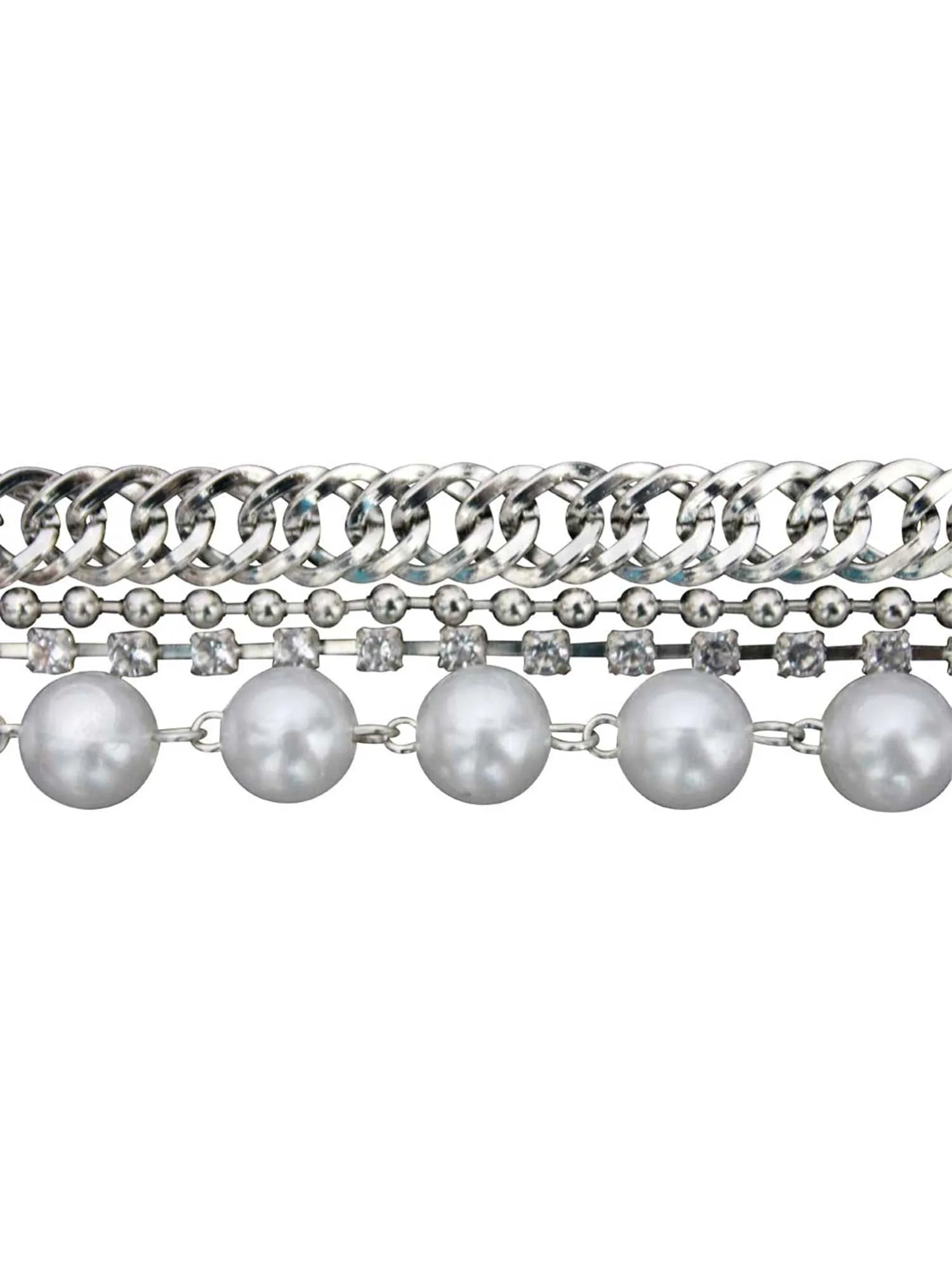 Body Jewelry 4 Strand Rhinestone Pearls Chain Belt