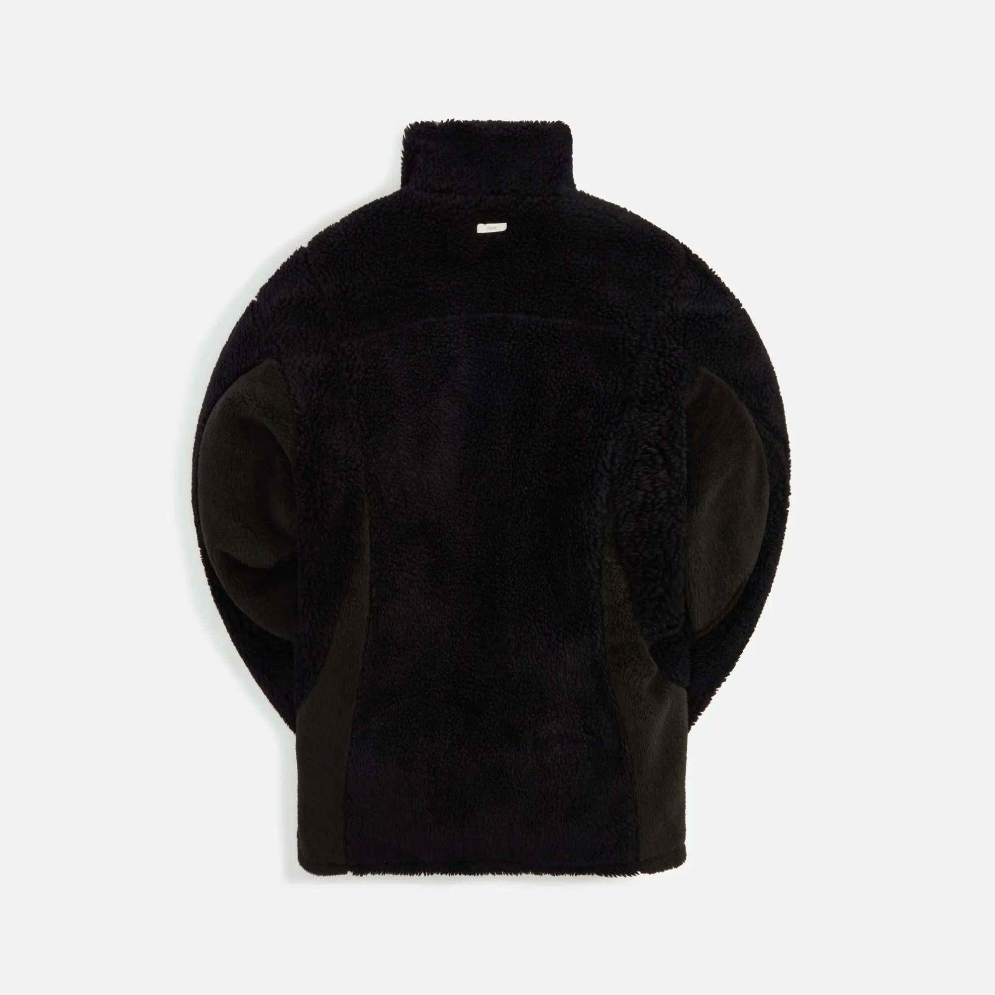 C2H4 Arc Panelled Asteroid Padded Fleece Coat - Fuzzy Black