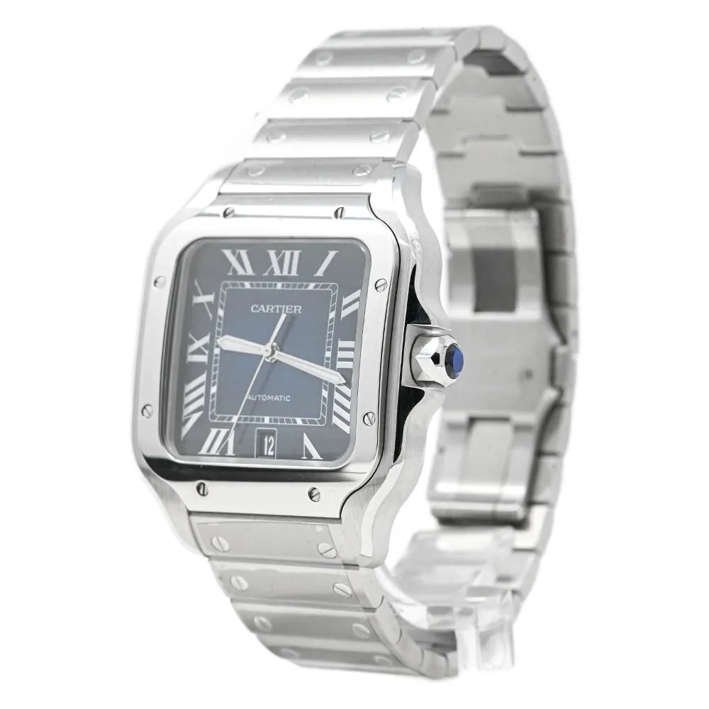 Cartier Men's Santos Stainless Steel 39.8mm Blue Roman Dial Watch Reference #: WSSA0030