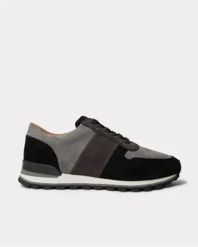 Colour-Block Suede  Black low top sneakers