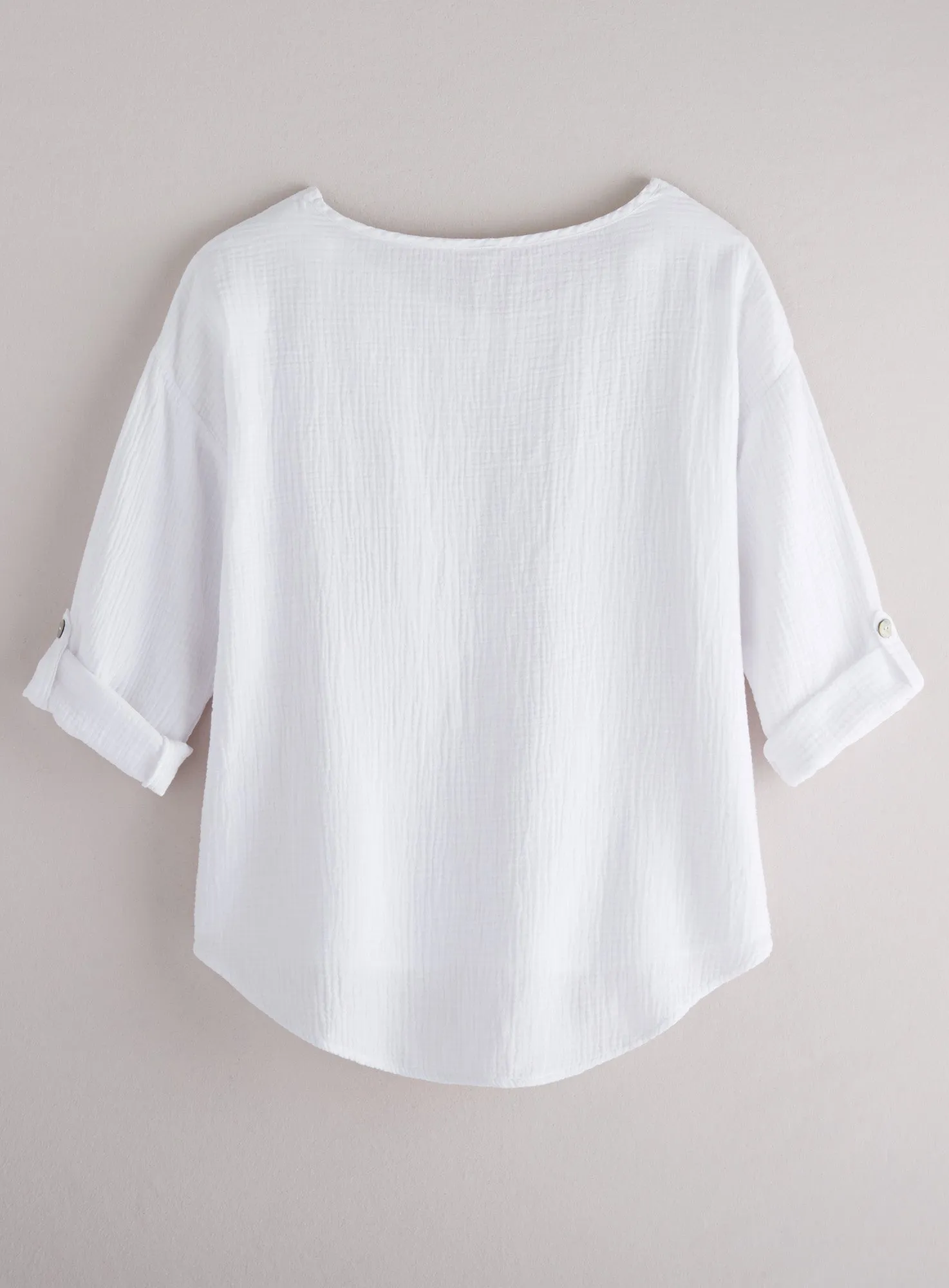 Cotton Ripple Tab-sleeve Top