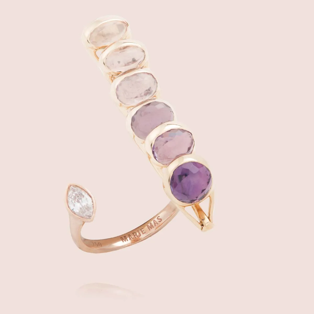 Dancing Open Ring | Amethyst and Topaz