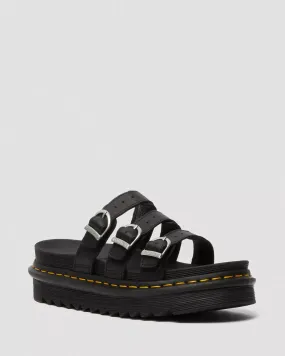 Doc Martens Women's BLAIRE LEATHER SLIDE SANDALS (Black Hydro)