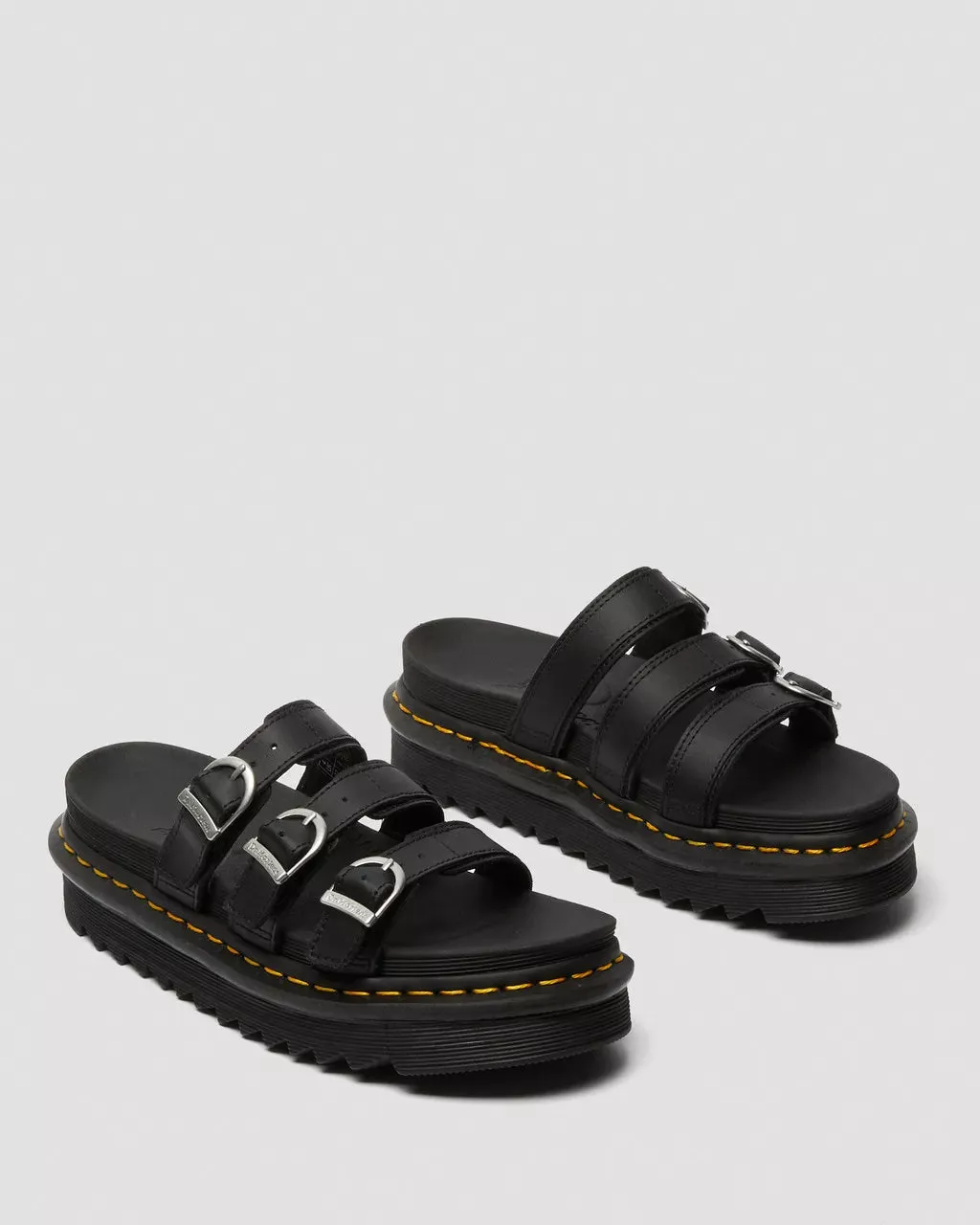 Doc Martens Women's BLAIRE LEATHER SLIDE SANDALS (Black Hydro)