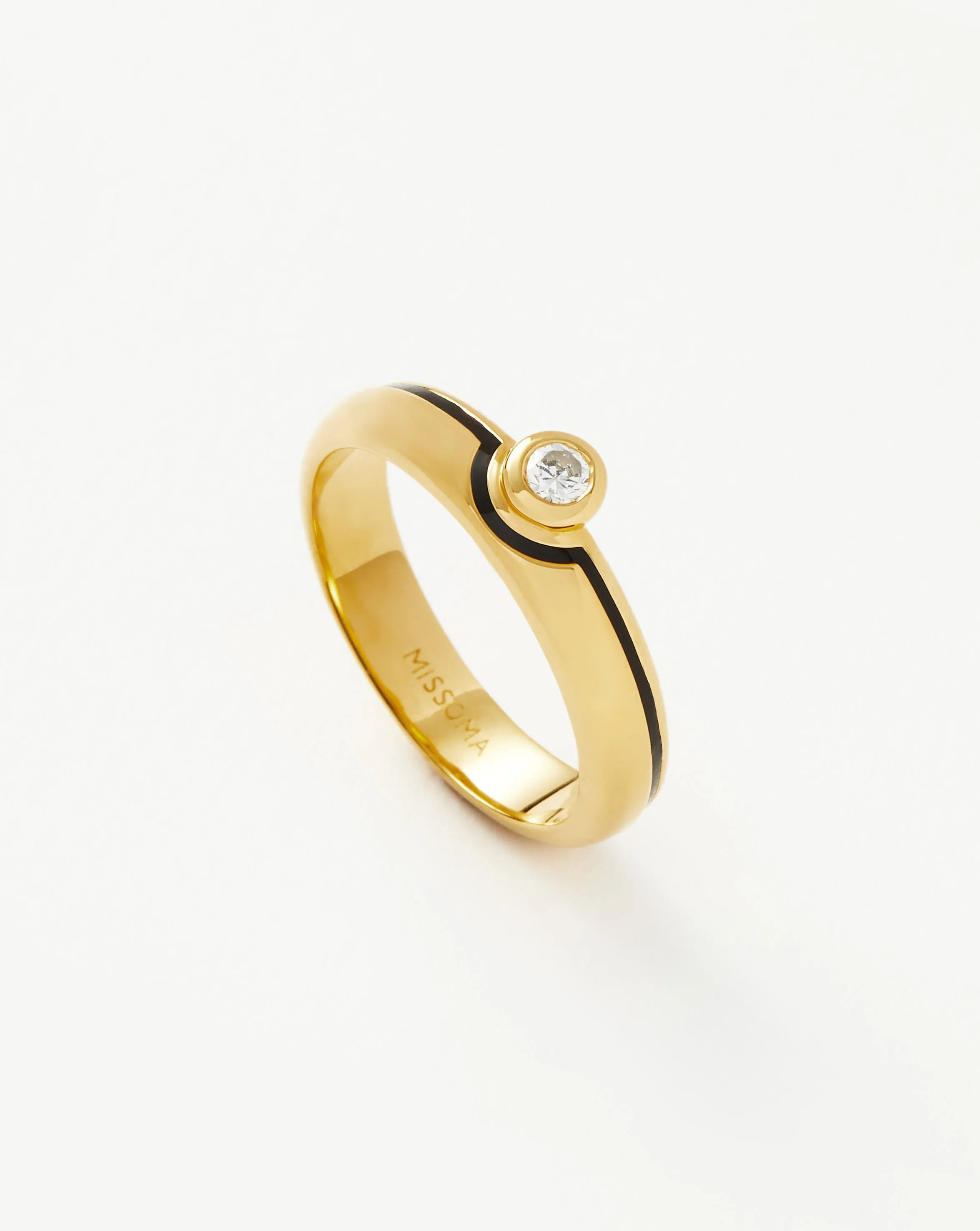 Enamel & Stone Byline Stacking Band Ring | 18ct Gold Vermeil/Cubic Zirconia