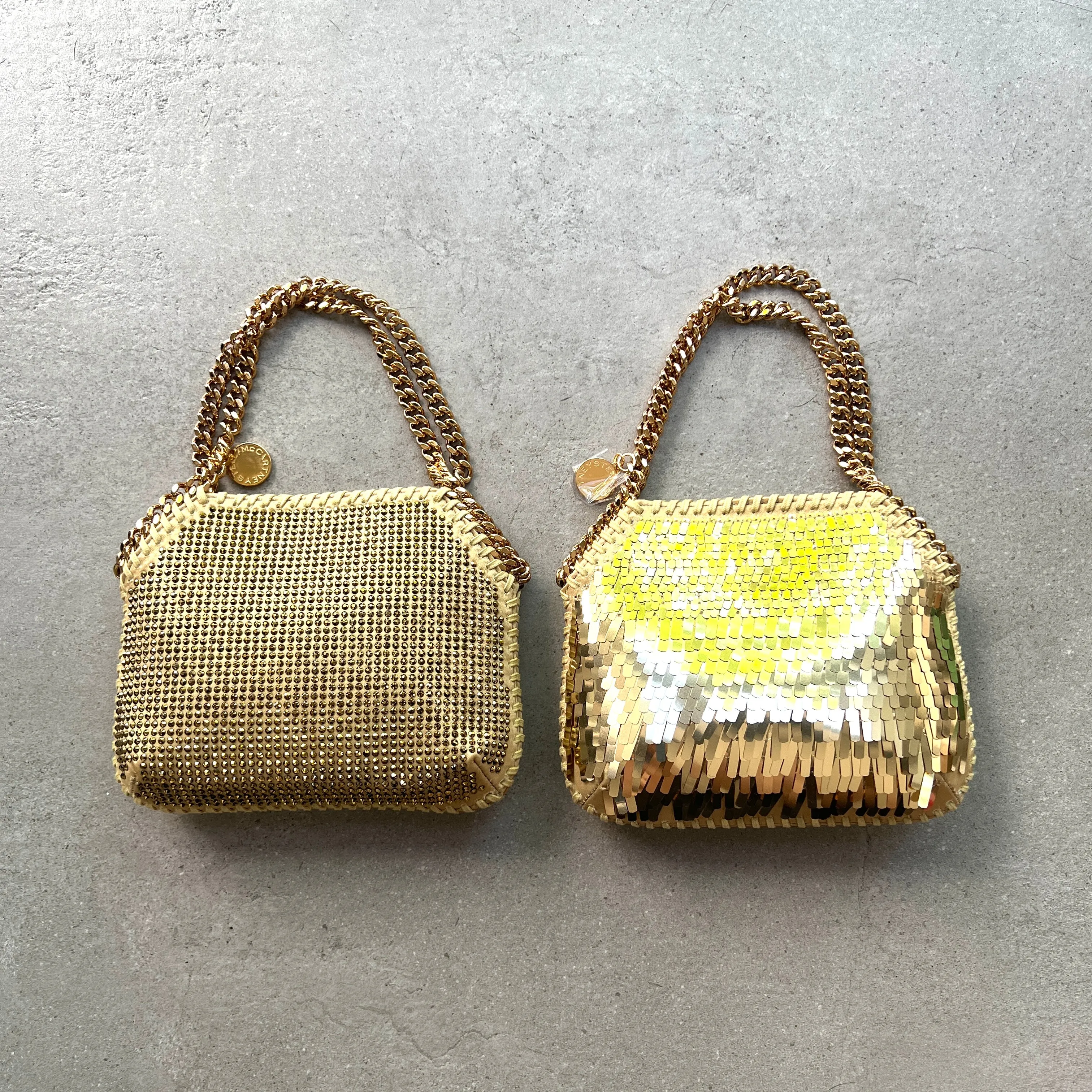 Falabella Mini Evening Bag Hotfix Mirror, Gold