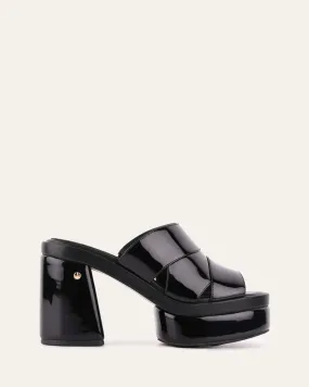 FAYE HIGH HEEL PLATFORM SANDALS BLACK PATENT