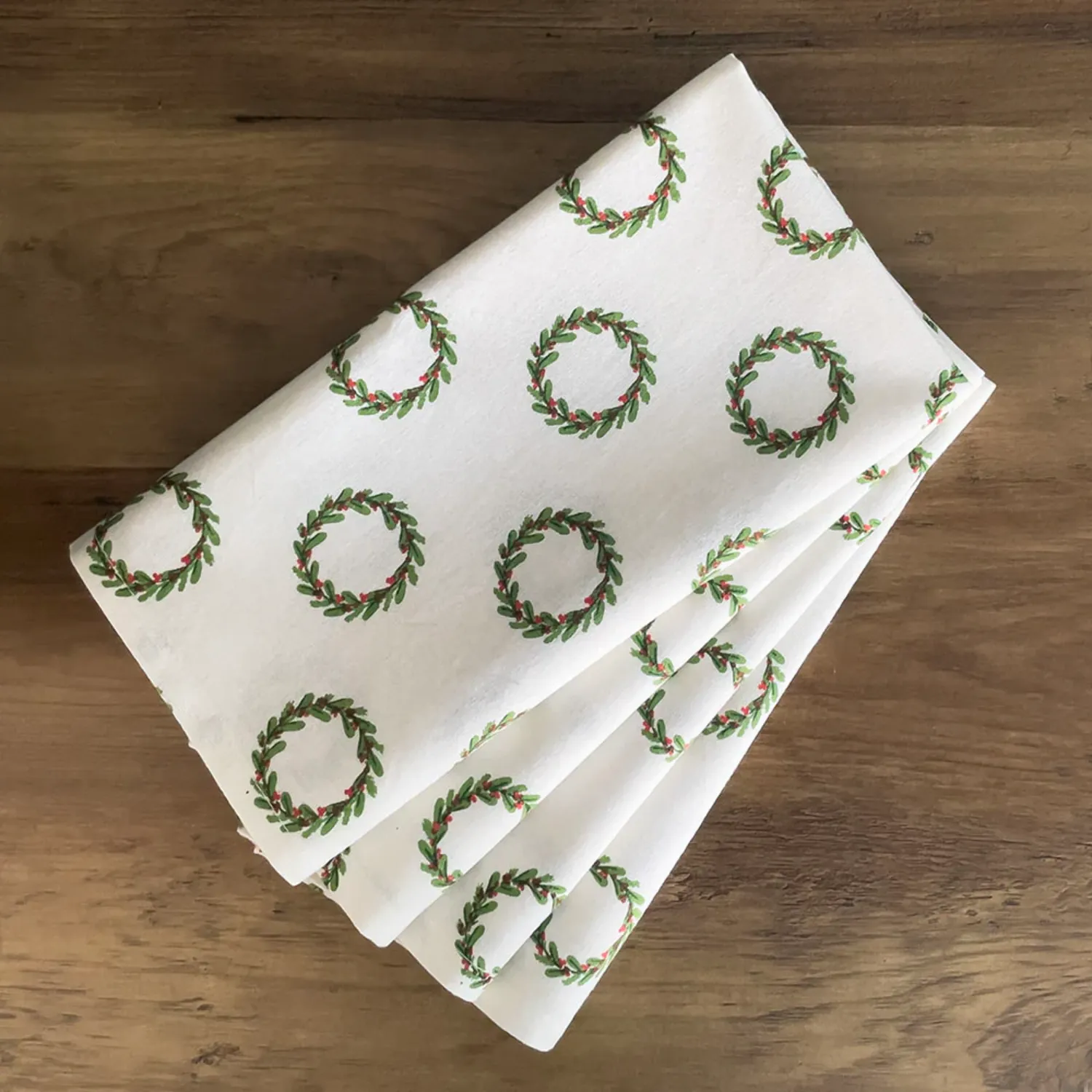 Festive Wreath Cotton Napkin Set of 4