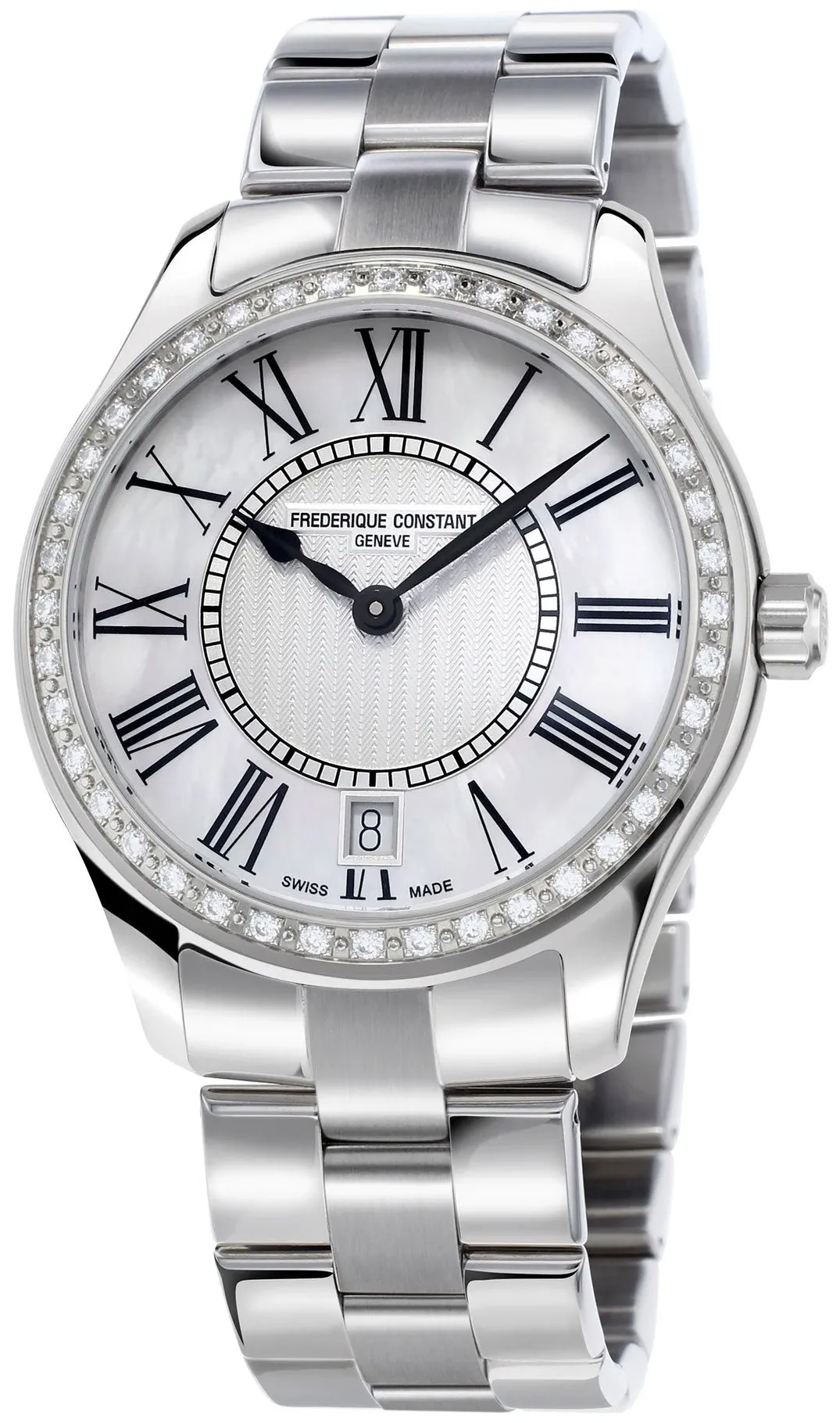 Frederique Constant Classics Ladies Quartz Stainless Steel & Diamond Mother-of-Pearl Dial Womens Watch FC-220MPW3BD6B