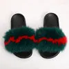 fur slides for women REAL BIG FURRY slippers flush soft raccoon outdoor slider sandals fox fur slipper