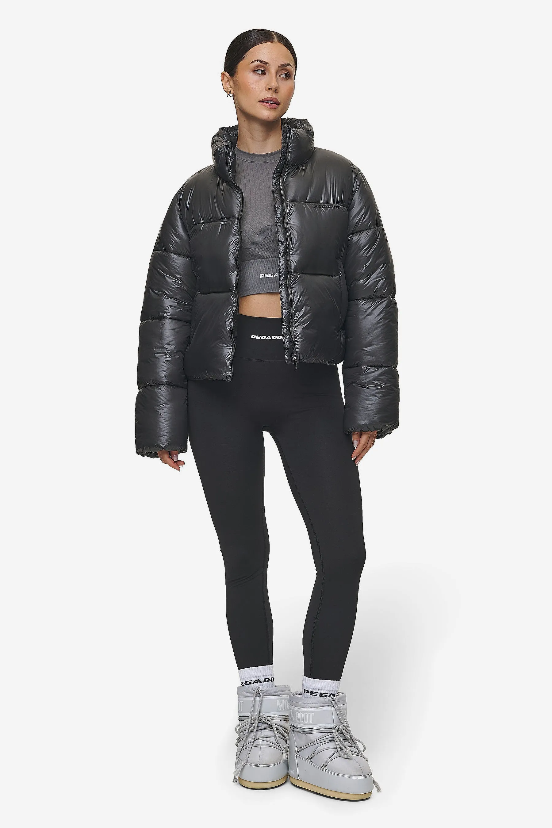 Georgia Light Glossy Puffer Jacket Anthracite