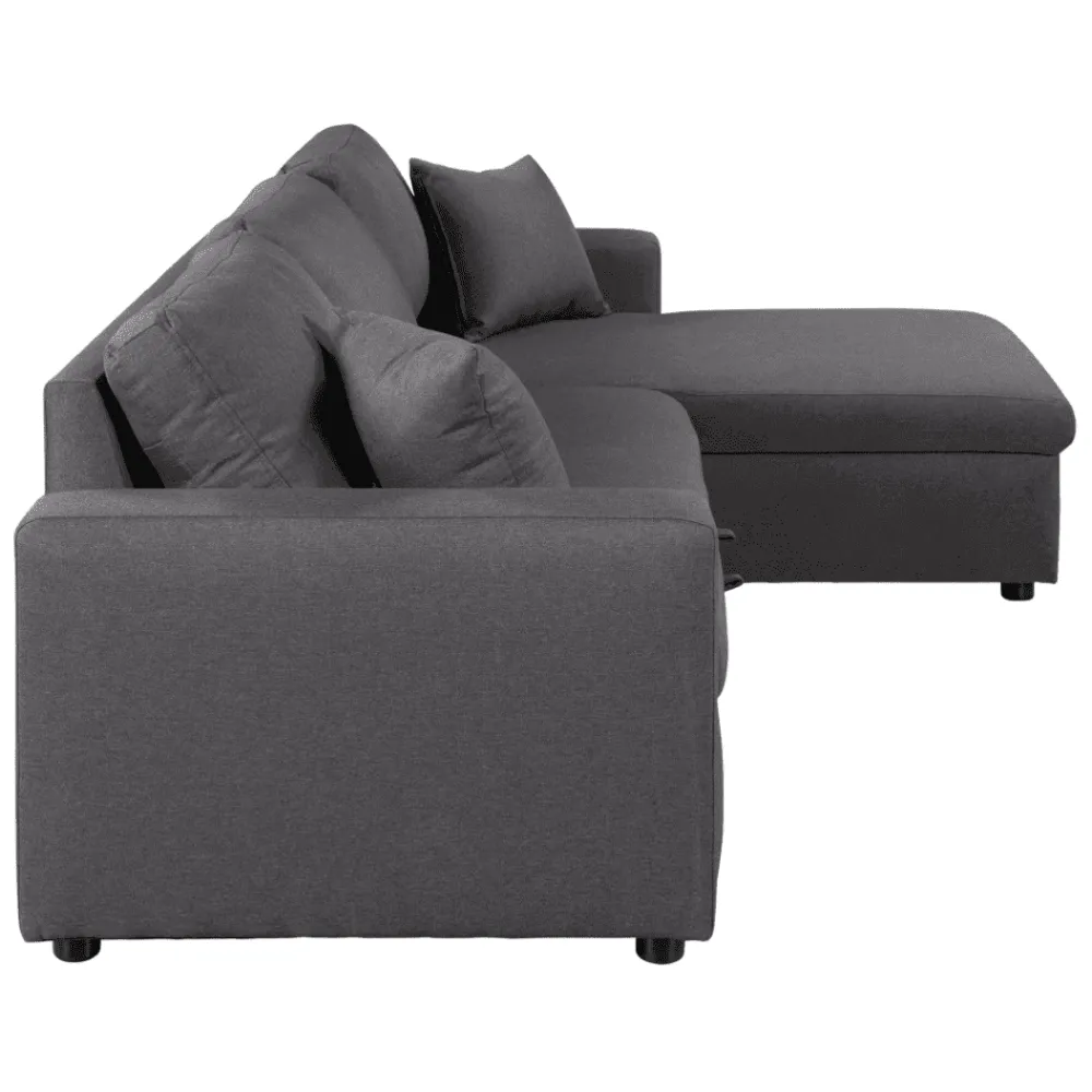 Glossy L-Shaped Sectional Storage Sofa Cum Bed