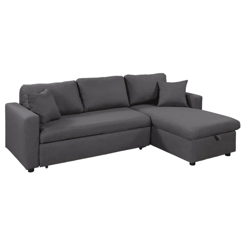 Glossy L-Shaped Sectional Storage Sofa Cum Bed