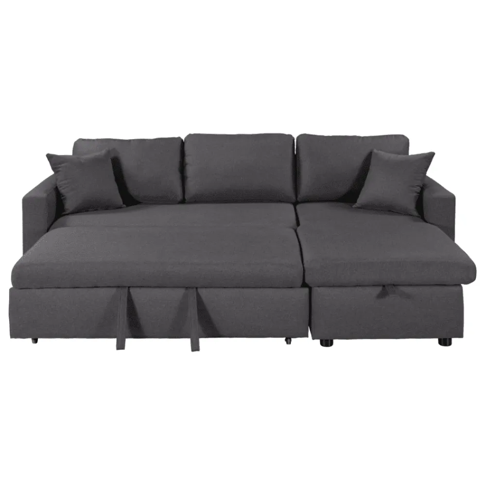 Glossy L-Shaped Sectional Storage Sofa Cum Bed