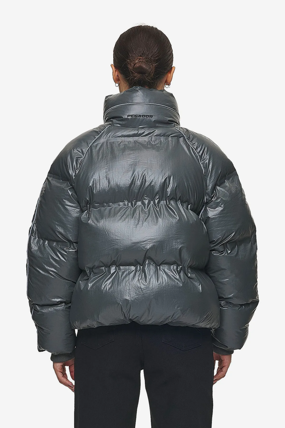 Henra Crushed Glossy Oversized Raglan Puffer Jacket Anthracite