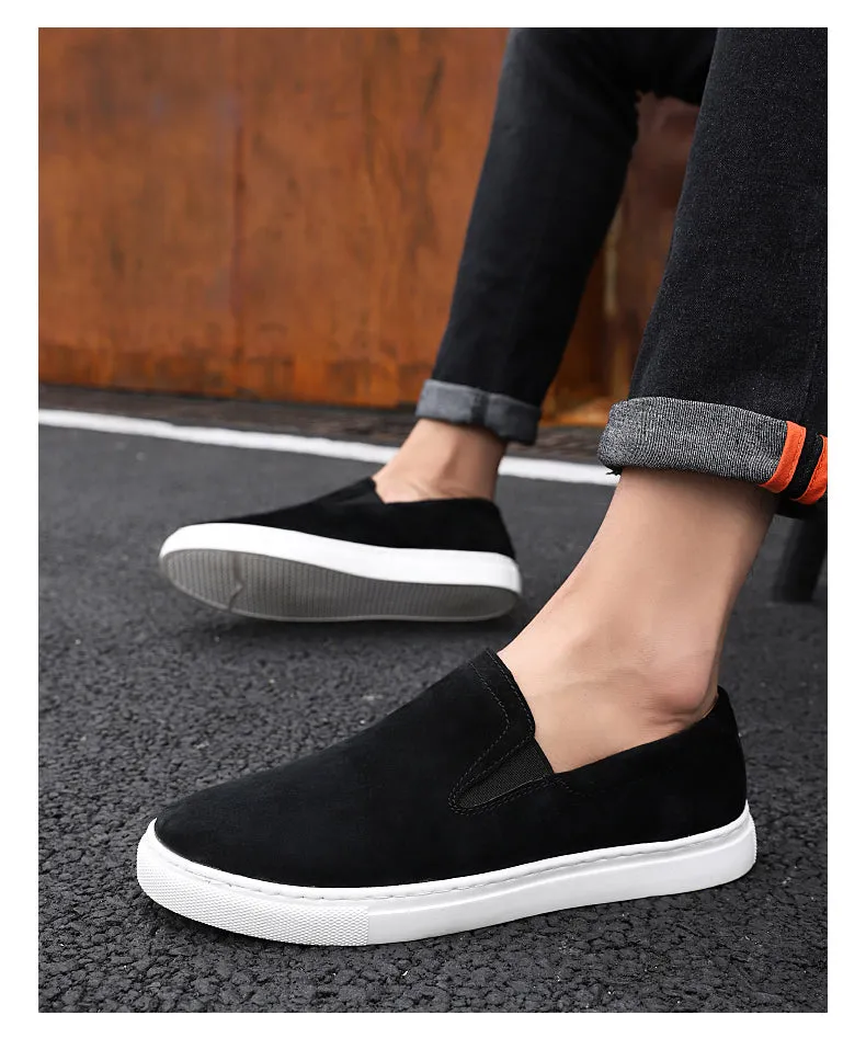 Hot Sale Casual Sneakers Man Khaki Black Youth Fashion Shoes Natural Leather Walking Shoes Mens Hard-Wearing Slip On Shoes