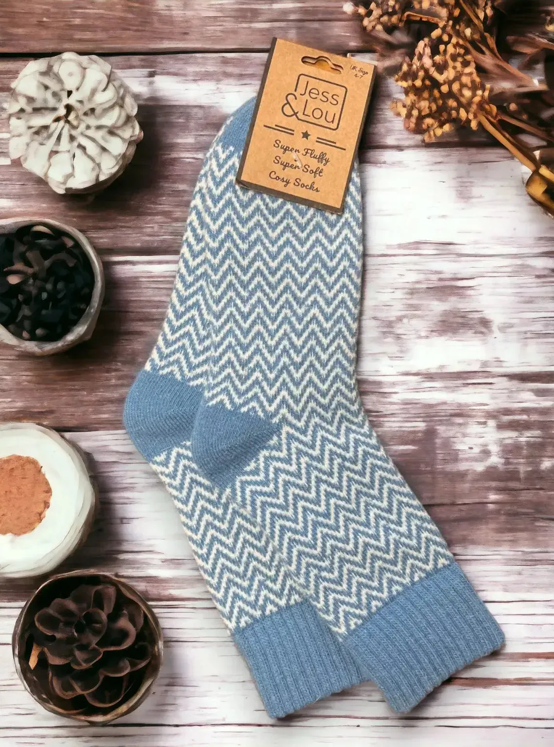 Jess & Lou - Hazy Herringbone Ribbed Cosy Socks