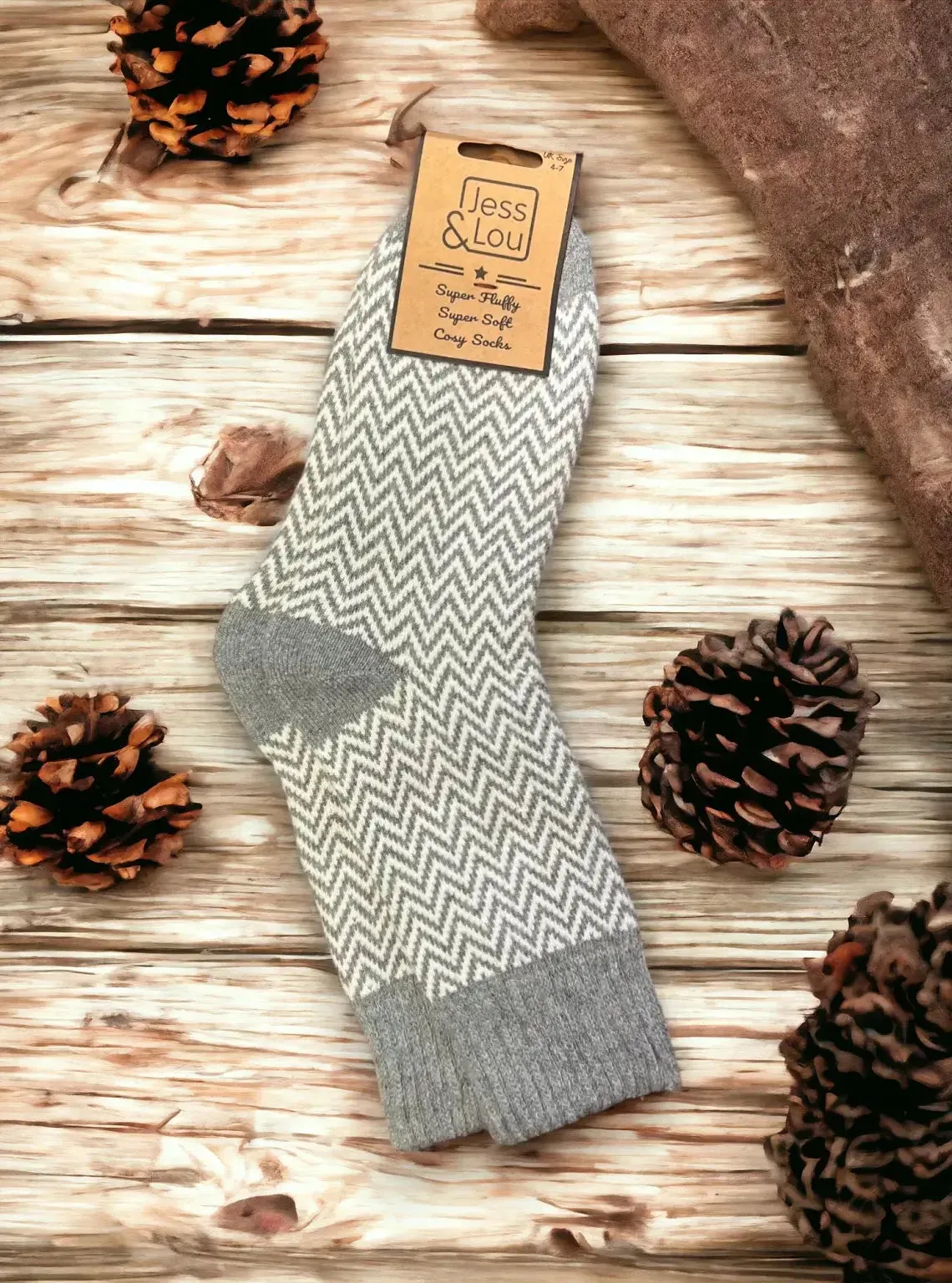 Jess & Lou - Hazy Herringbone Ribbed Cosy Socks