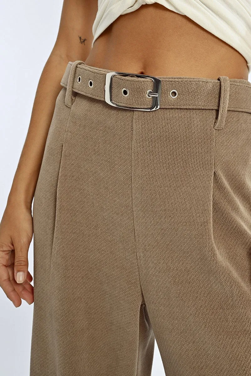 Lili Sidonio High Waisted Taupe Wide Leg Pants