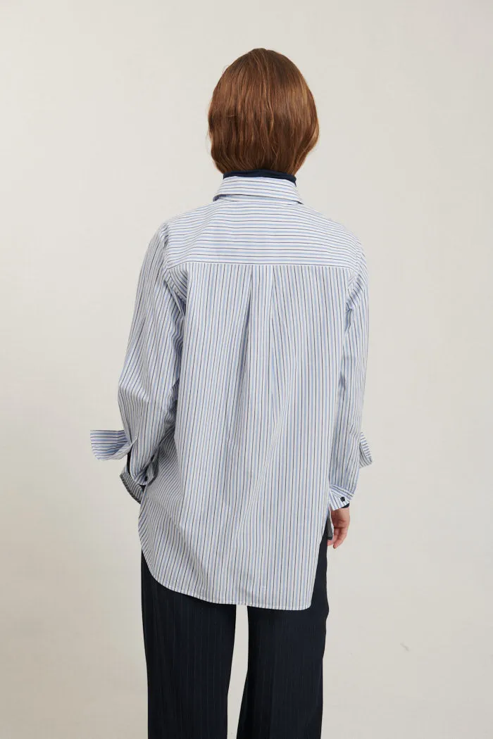 Lula Oversized Shirt - Bright white / Asleigh blue / sky captain