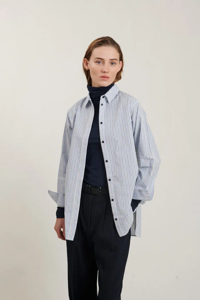 Lula Oversized Shirt - Bright white / Asleigh blue / sky captain