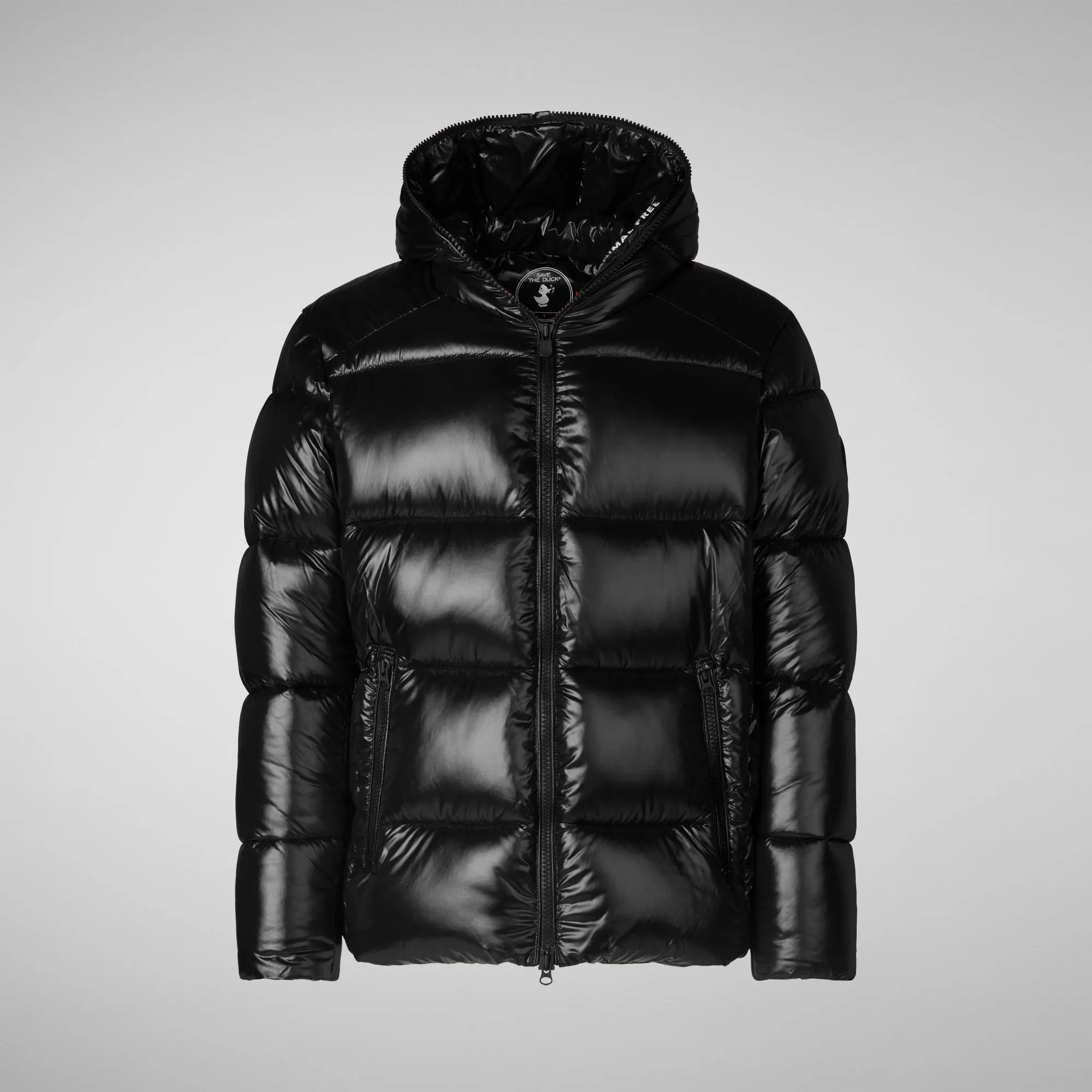 Man's animal free hooded puffer jacket Edgard in black